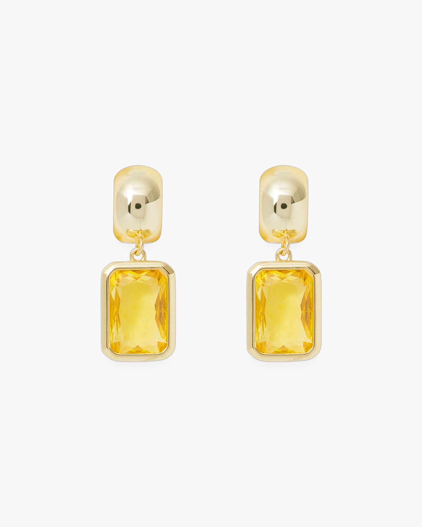 Gold Crystal Rectangle Earrings