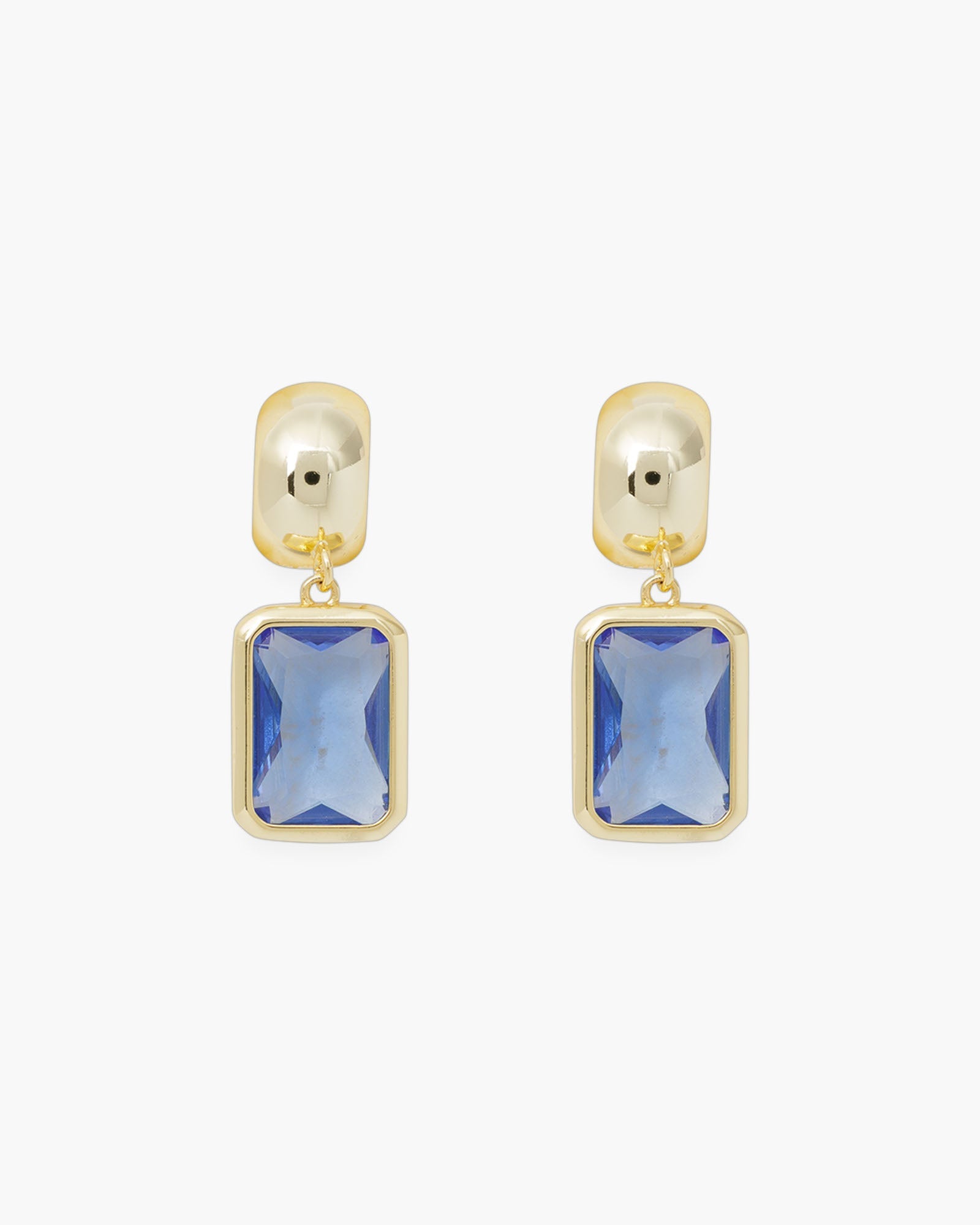 Gold Crystal Rectangle Earrings