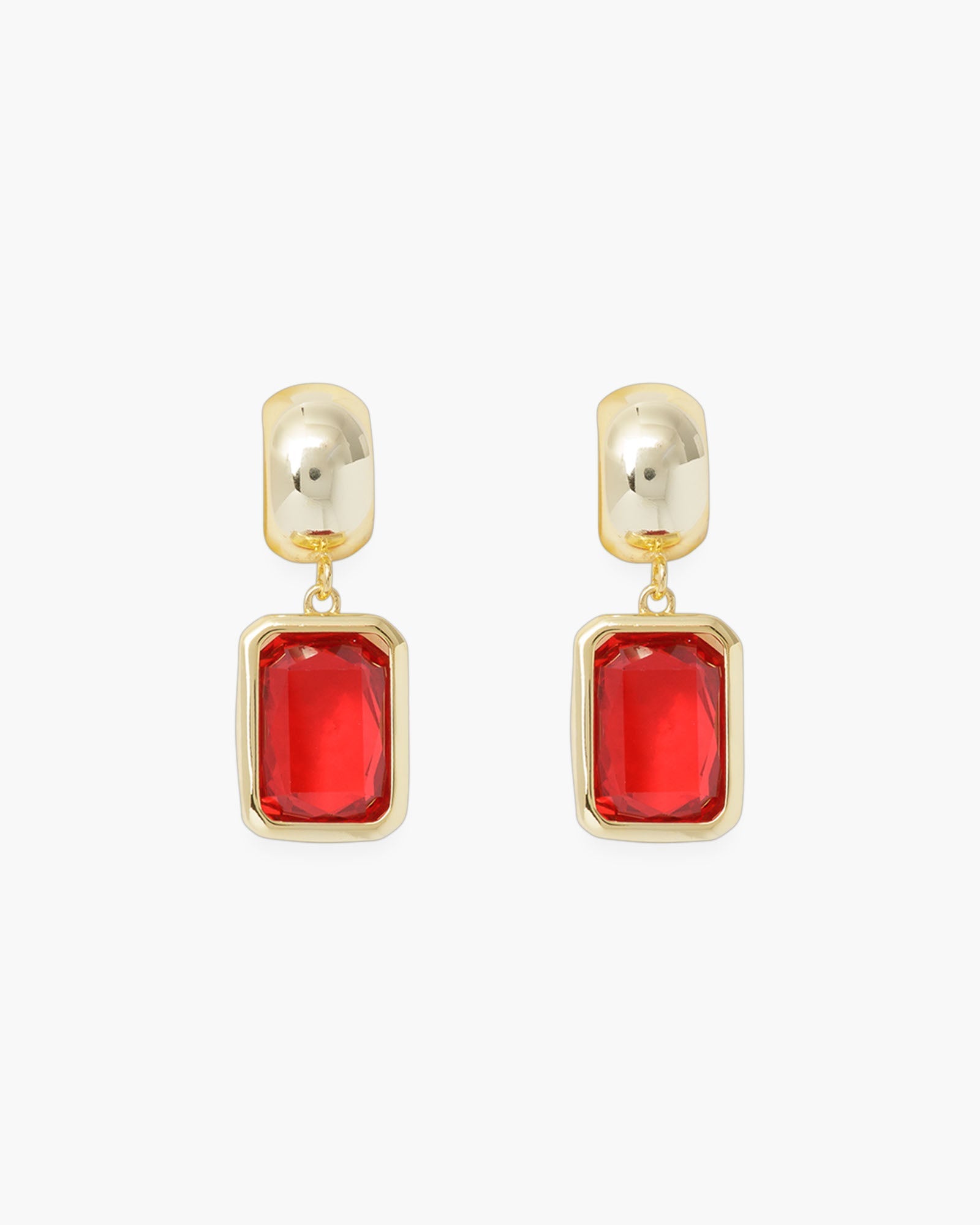 Gold Crystal Rectangle Earrings