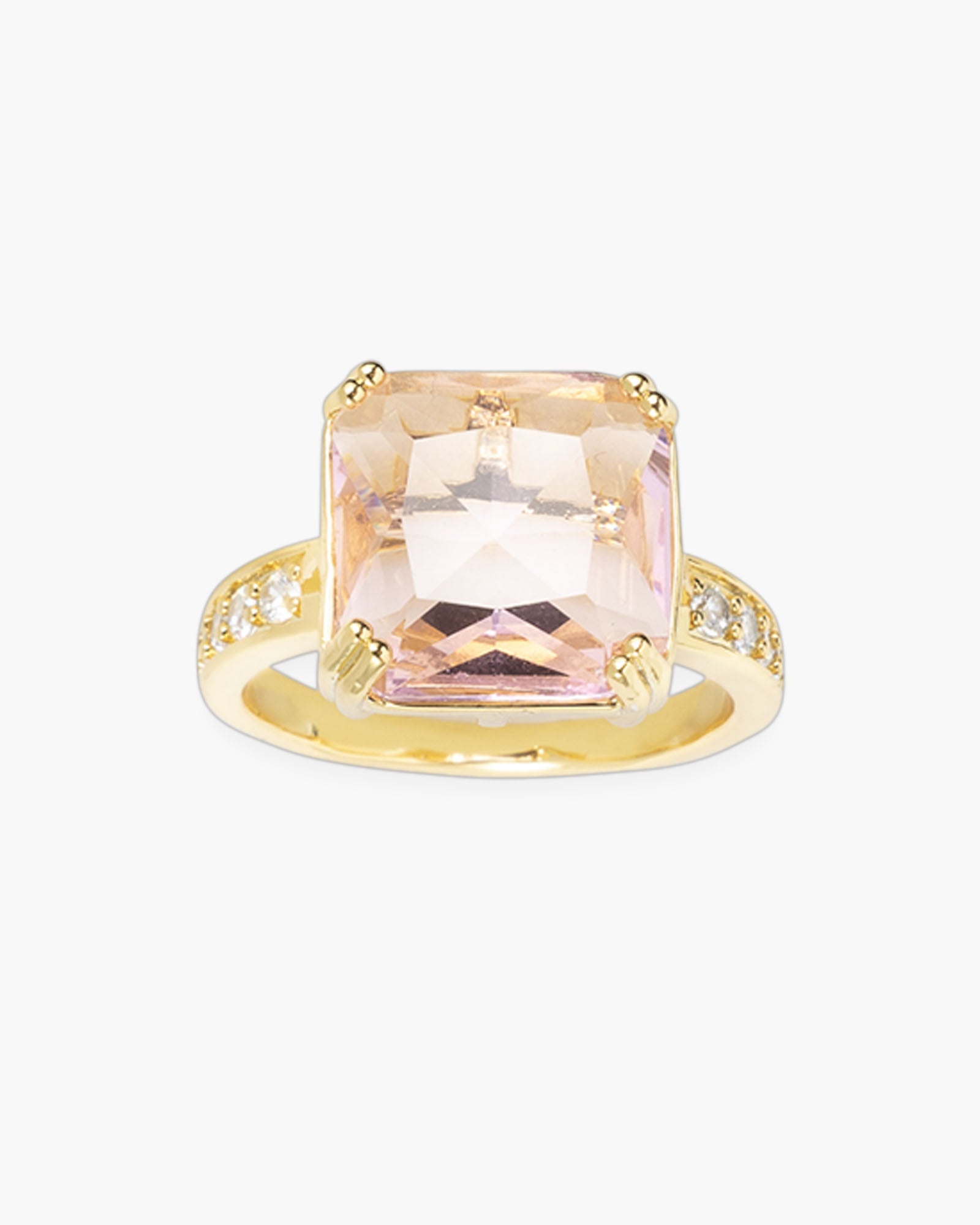 Gold CZ & Large Crystal Ring