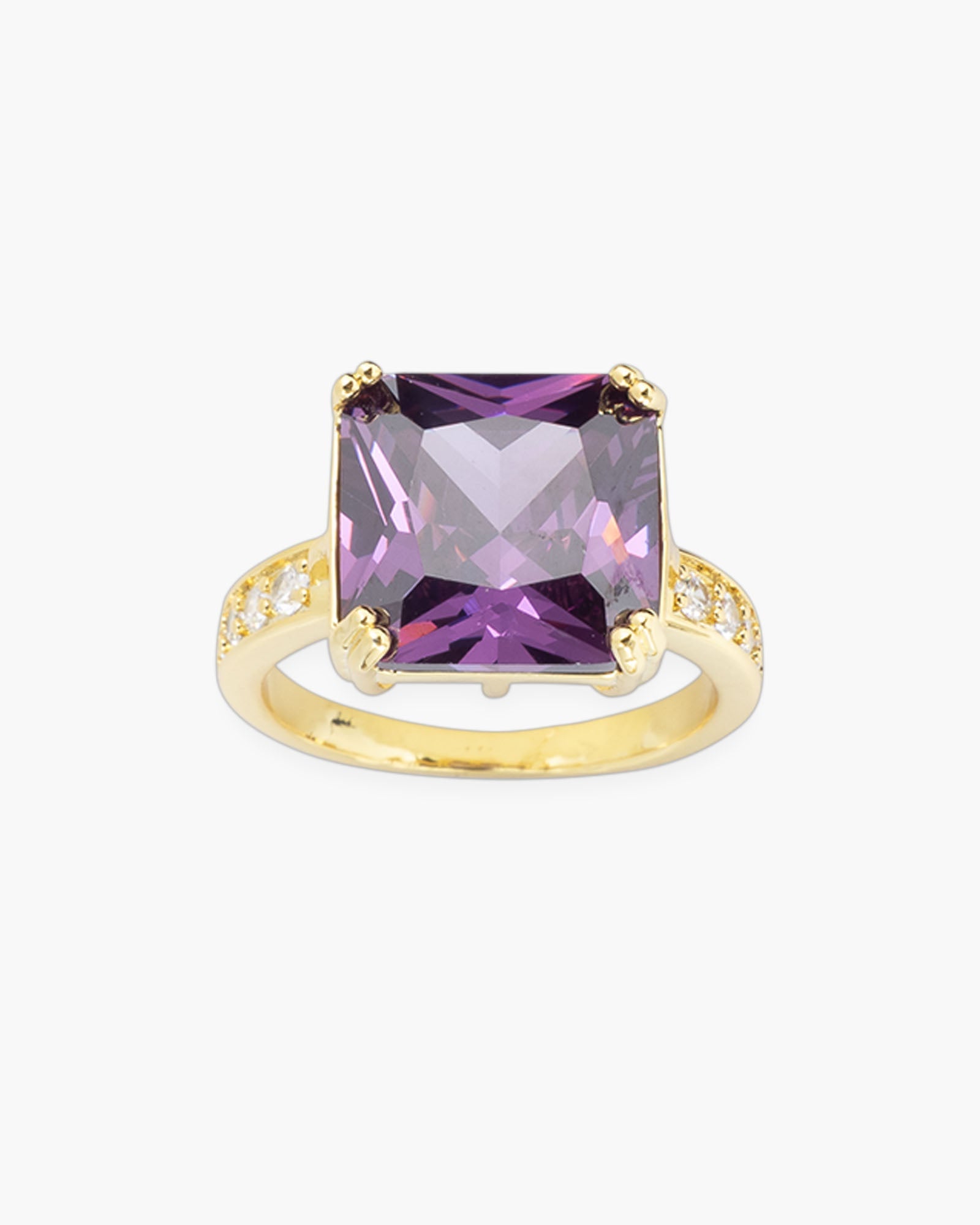 Gold CZ & Large Crystal Ring