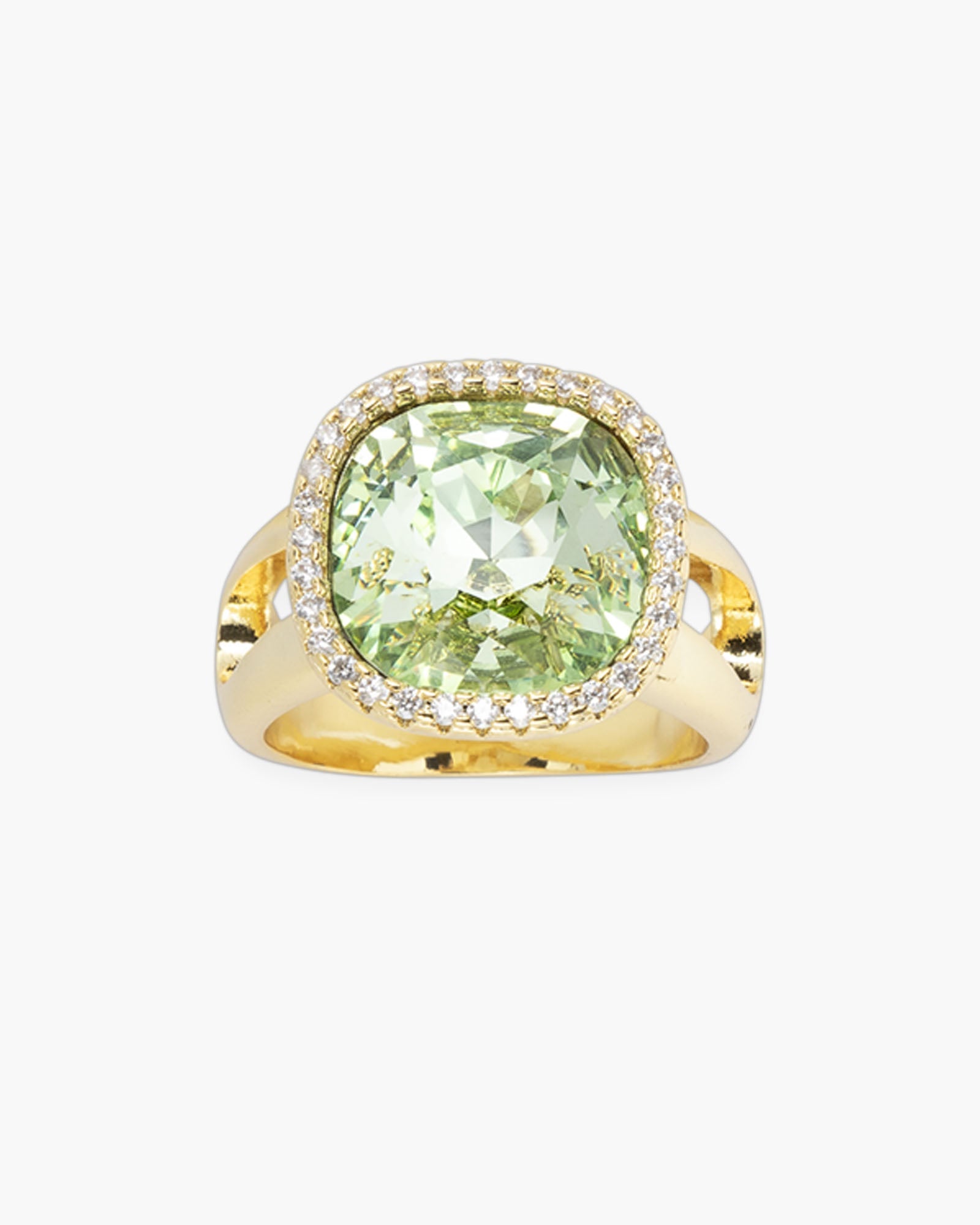 Gold CZ & Large Crystal Ring
