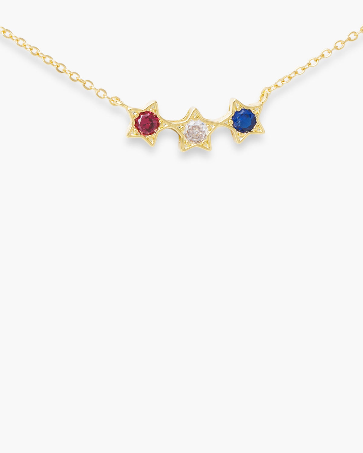 Gold Triple Star Red White Blue Necklace