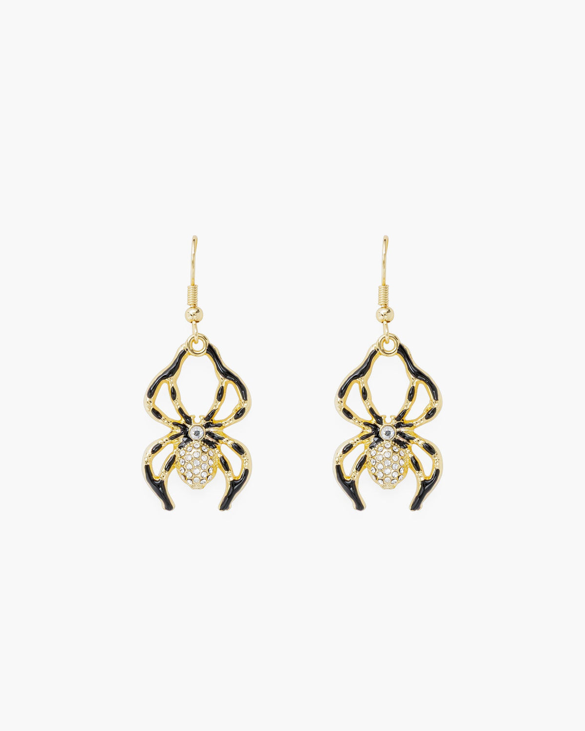 Gold CZ Hanging Spider Earrings