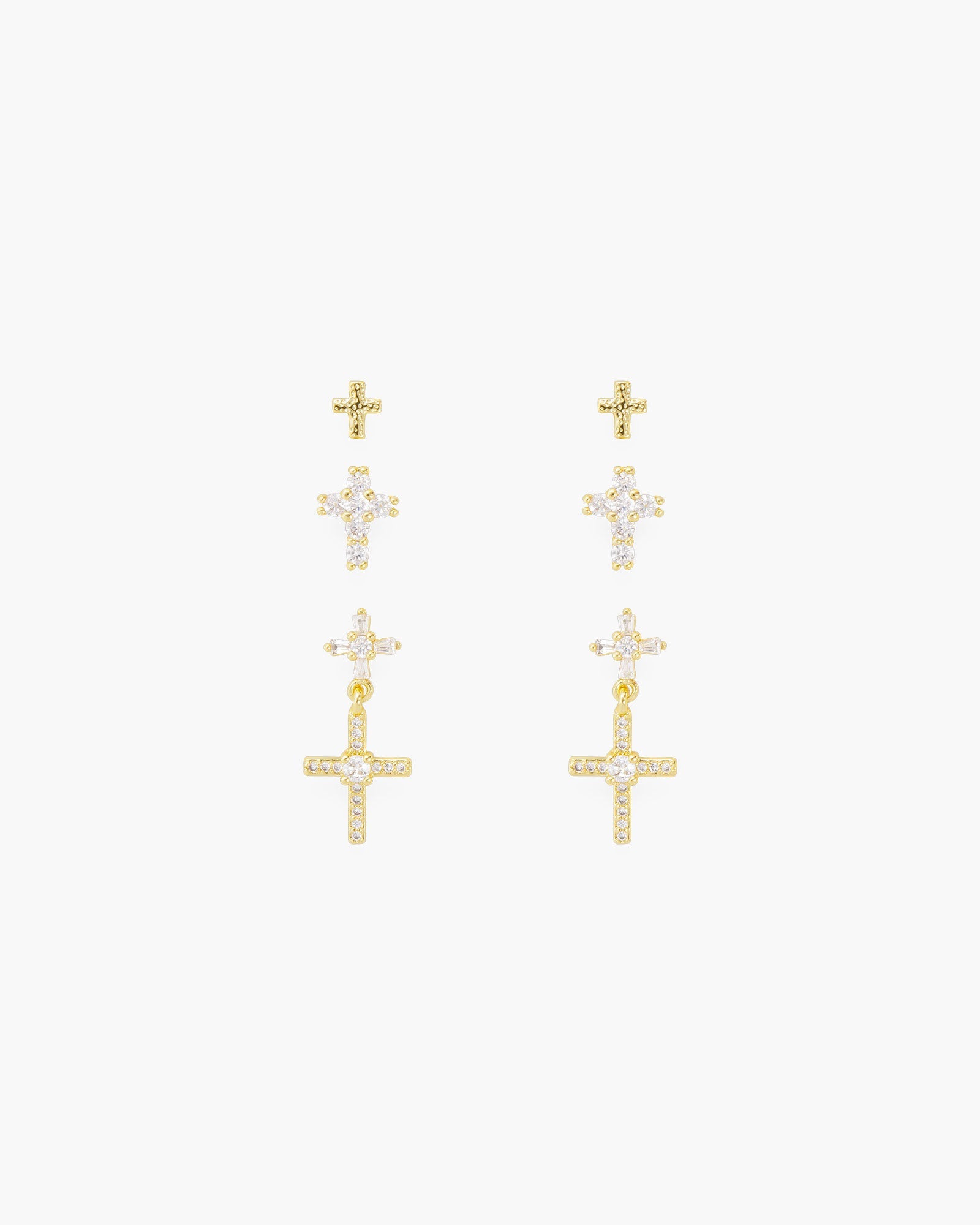 CZ Trio Cross with Drop Earrings