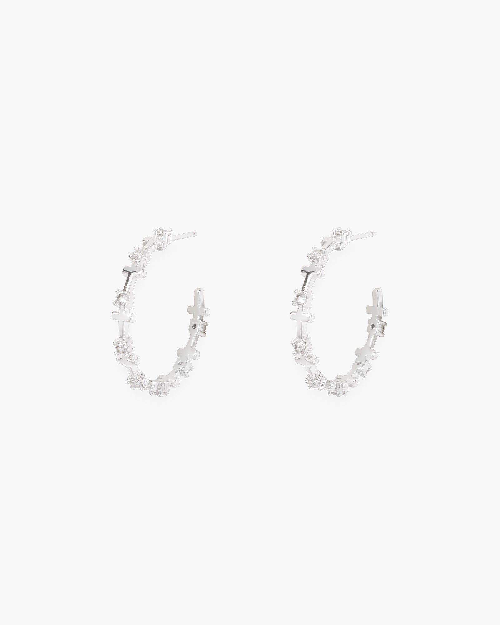 CZ Infinity Cross Hoop Earrings