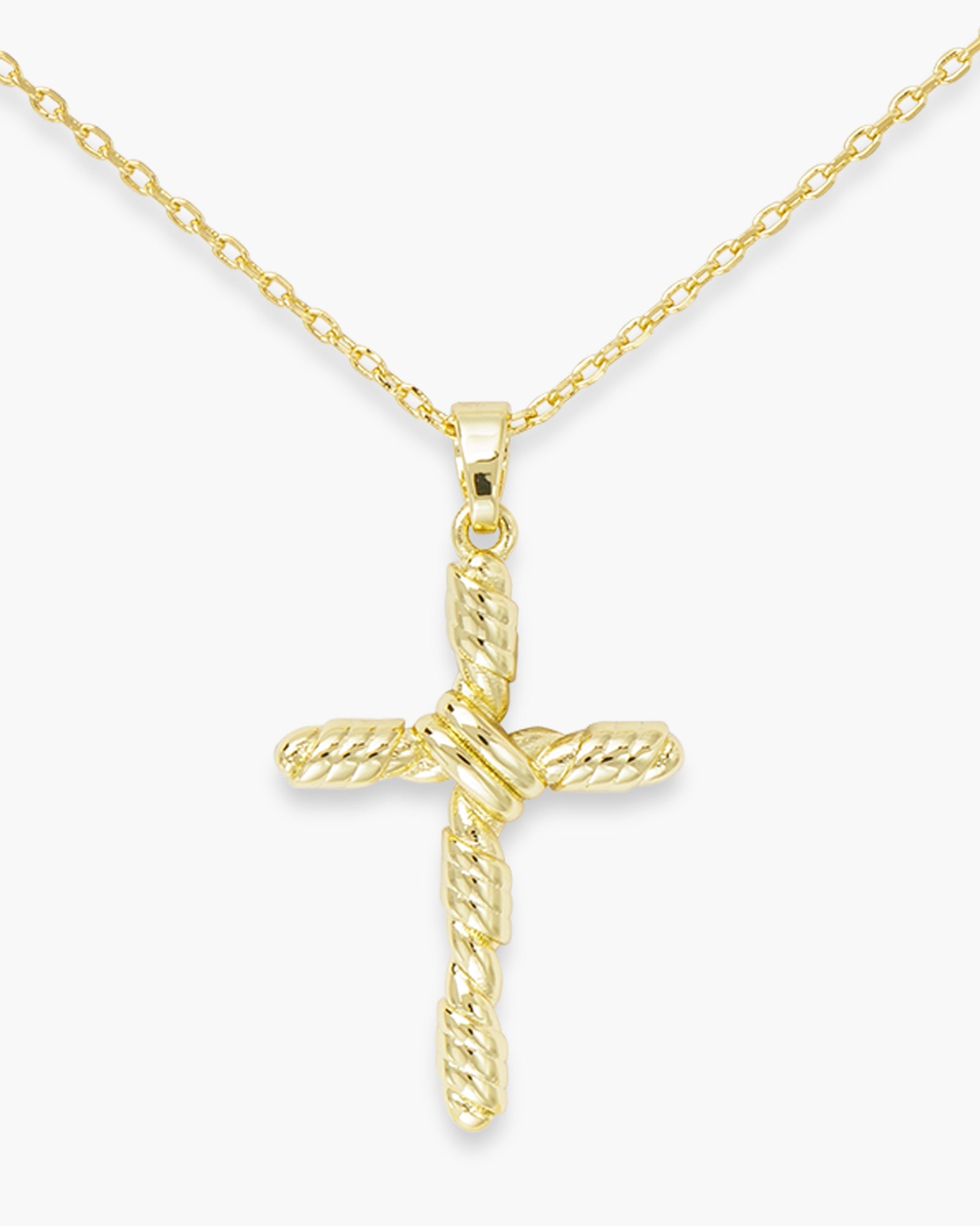 Gold Rope Cross Necklace
