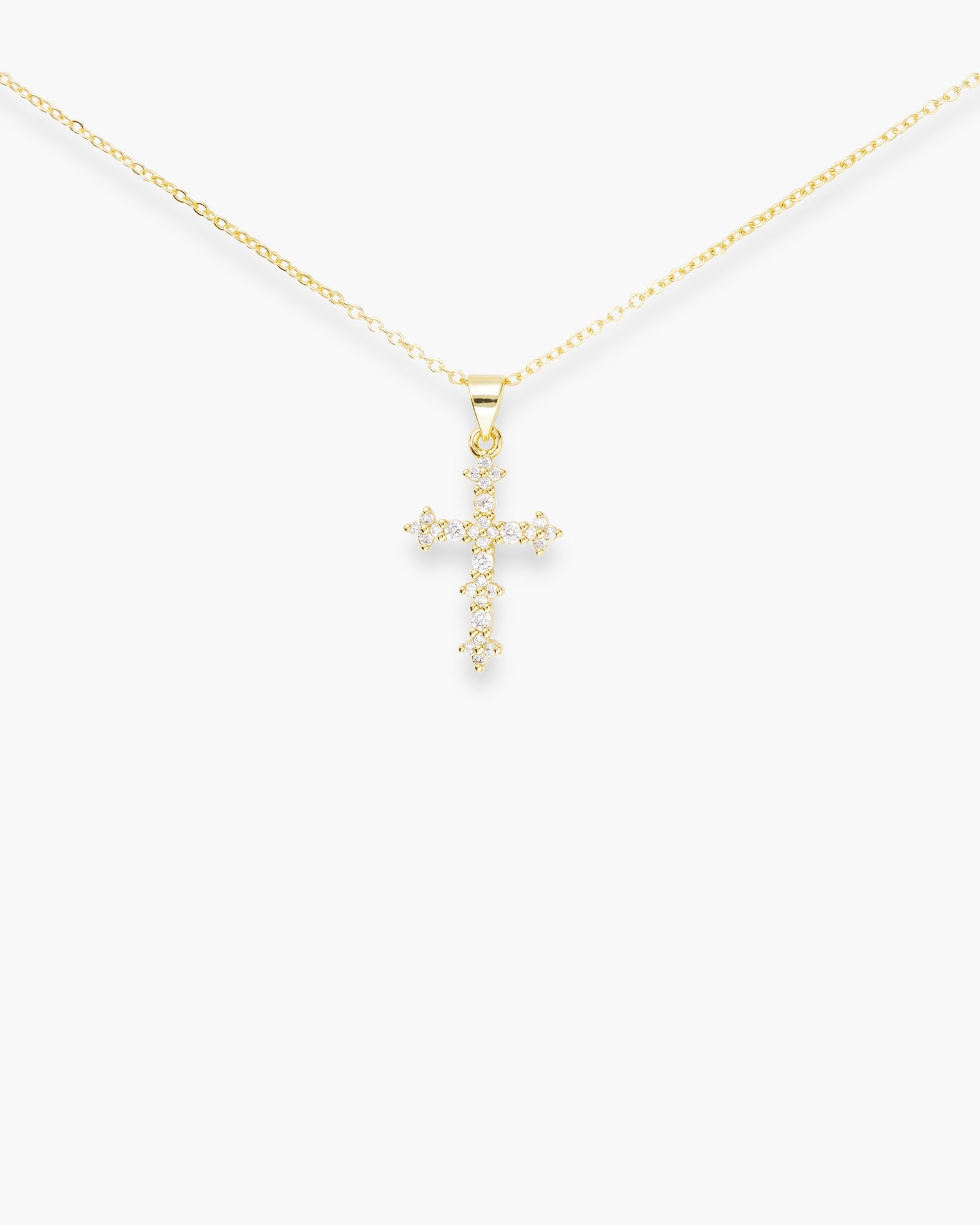 Gold CZ Timeless Cross Necklace