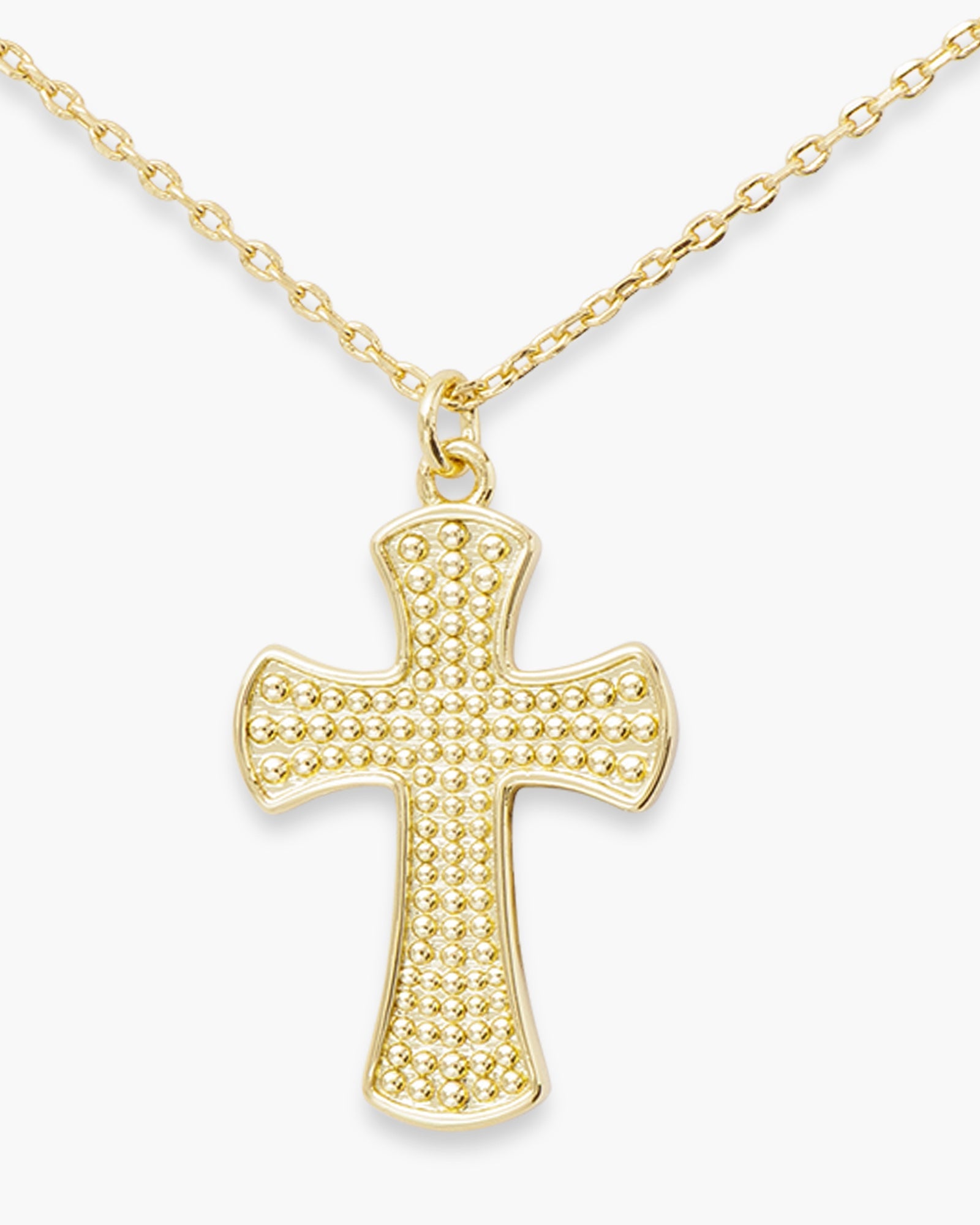 Gold Textured Classic Cross Necklace
