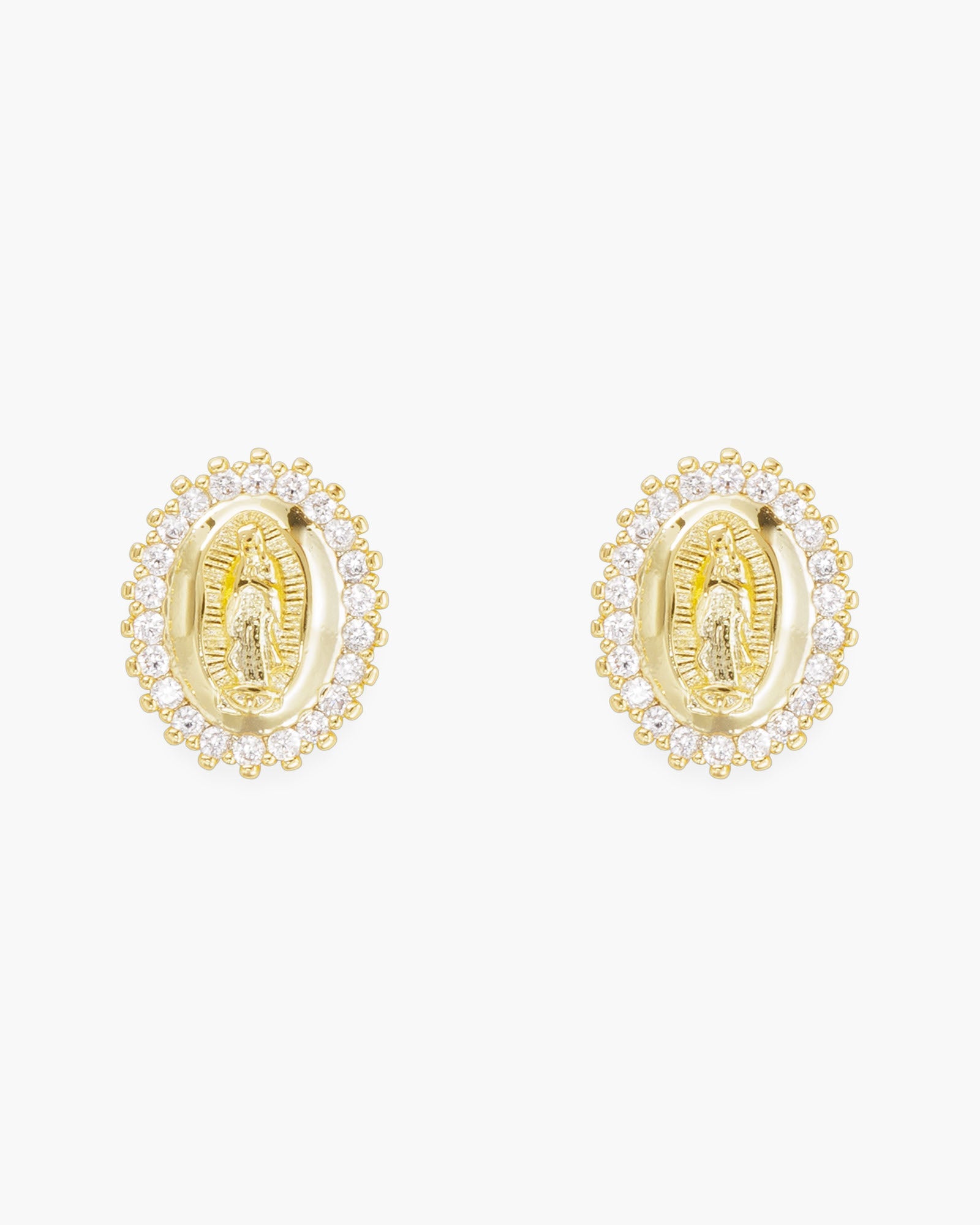 CZ Miraculous Medal Earrings