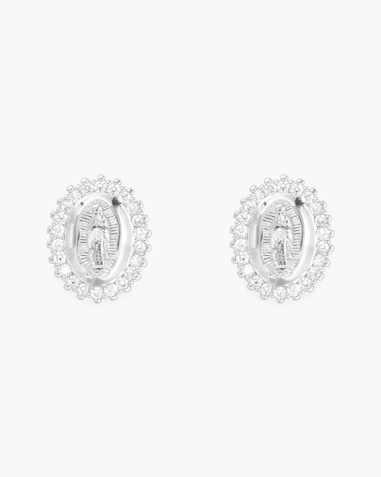 CZ Miraculous Medal Earrings