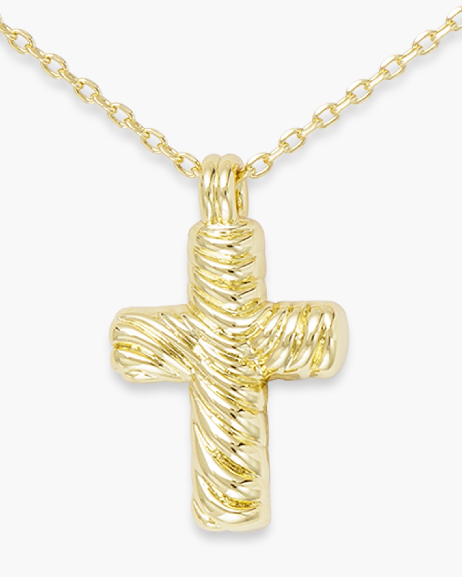 Gold Cable Small Cross Necklace