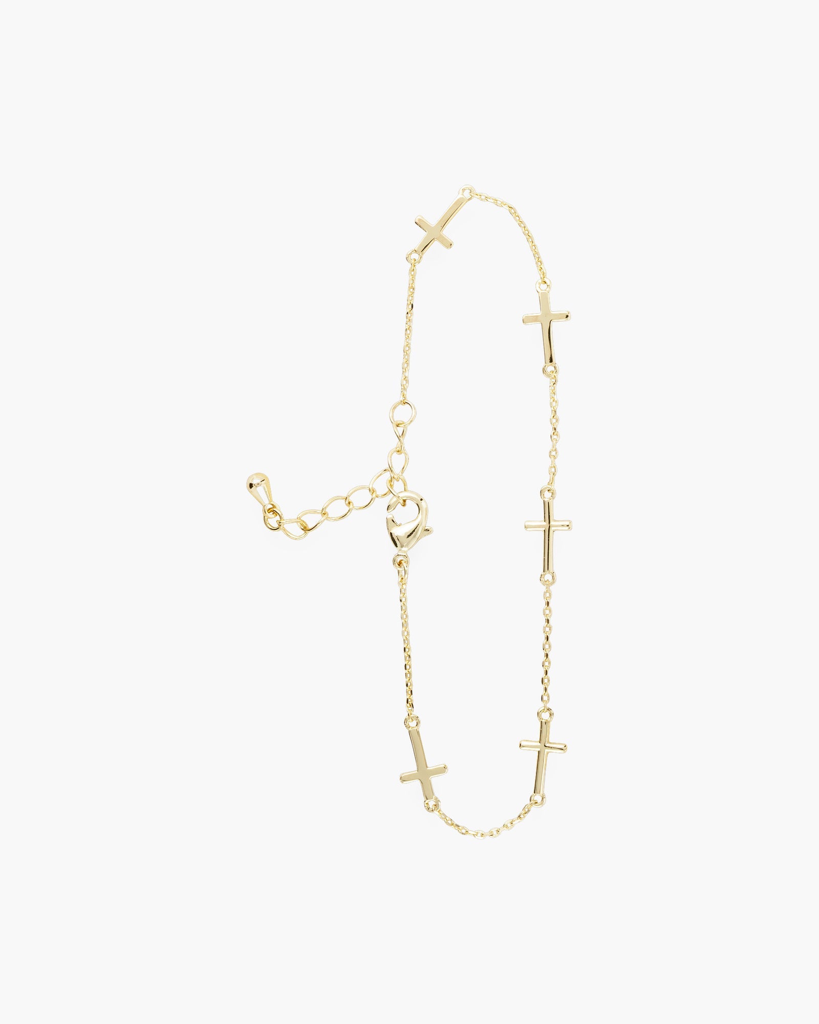 Gold Station Cross Bracelet
