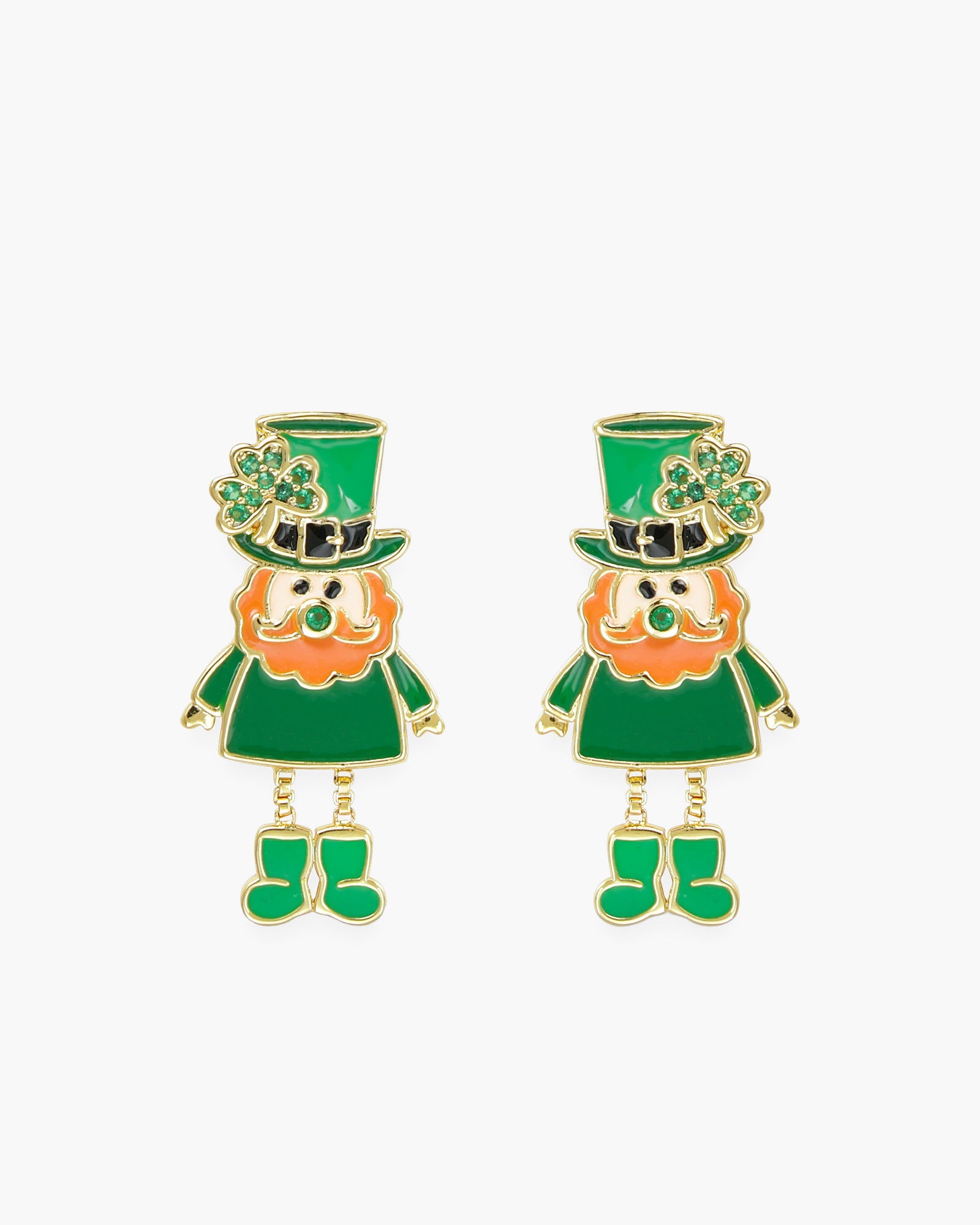 Gold CZ Leprechaun Earrings