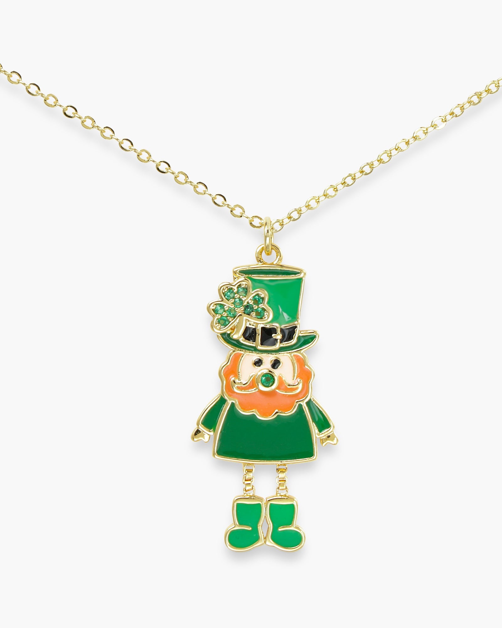 Gold CZ Leprechaun Necklace