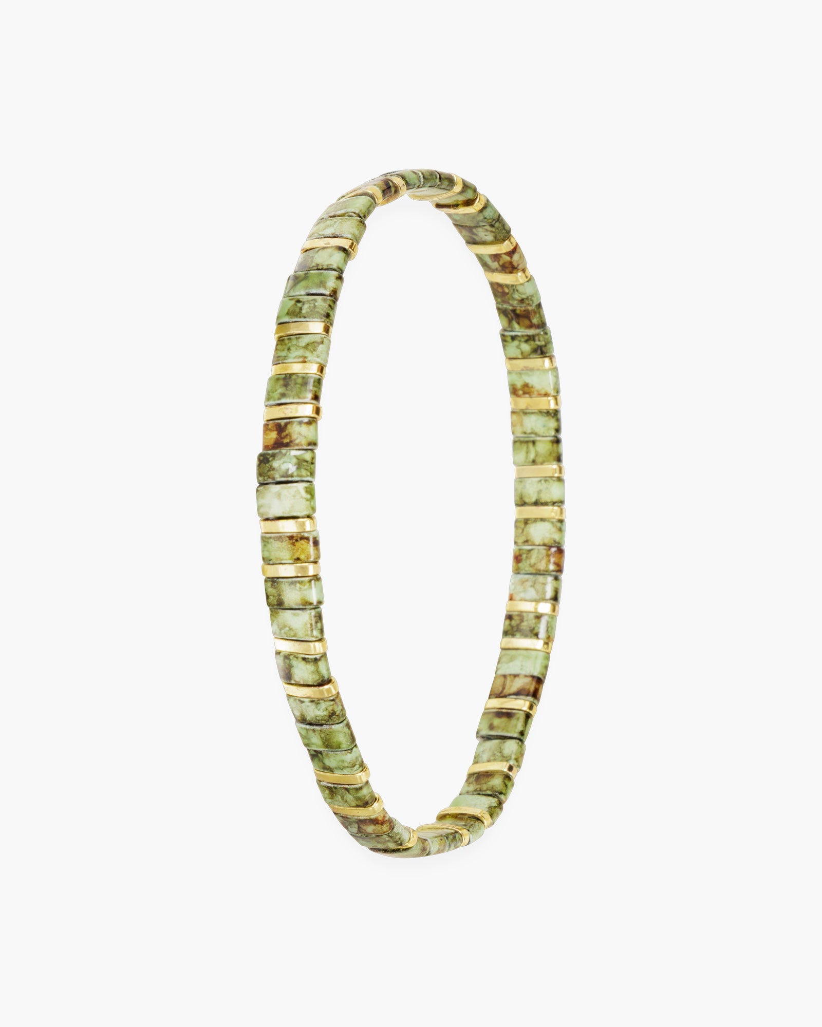Gold Flat Bead Stretch Bracelet