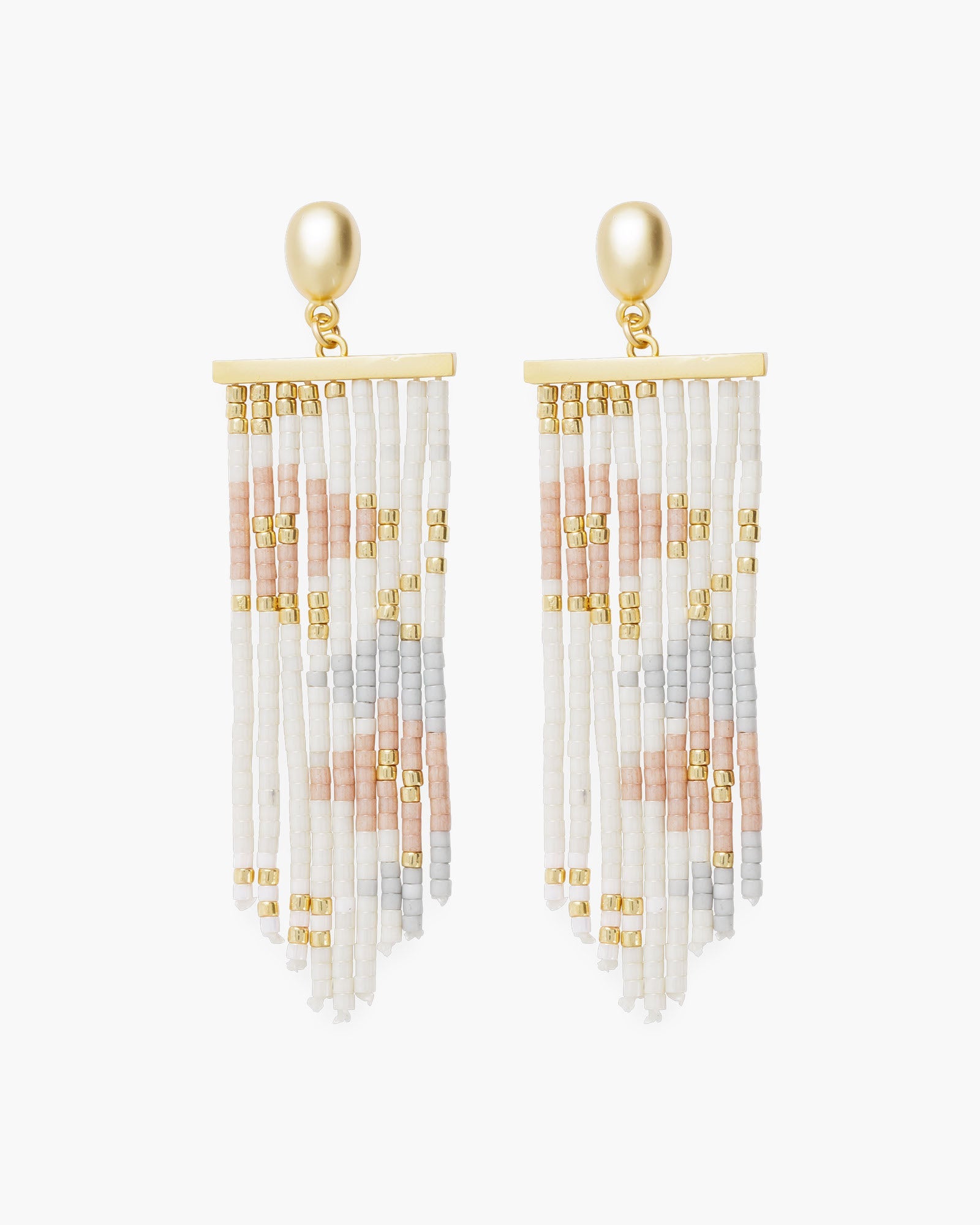 Gold Long Dangle Beaded Earrings