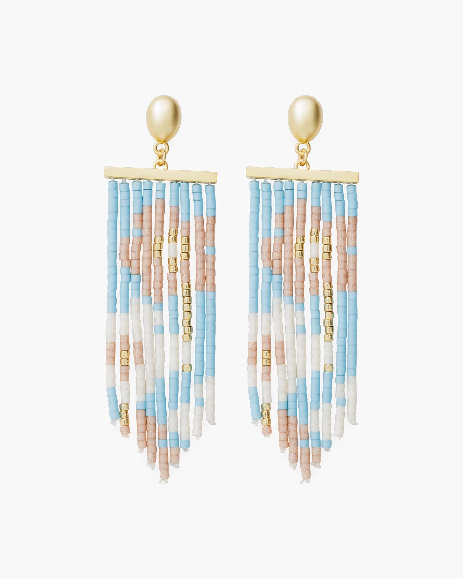 Gold Long Dangle Beaded Earrings
