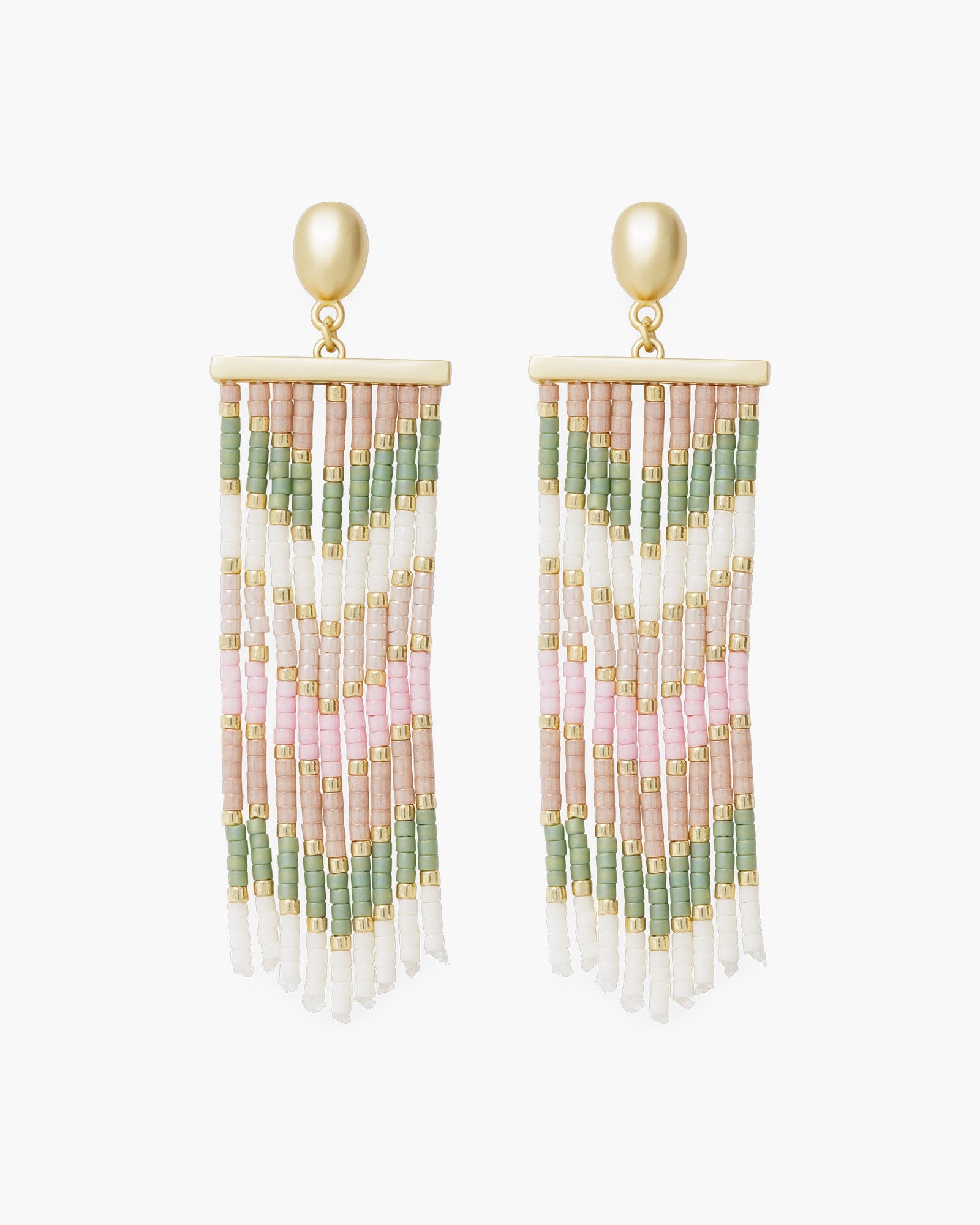 Gold Long Dangle Beaded Earrings