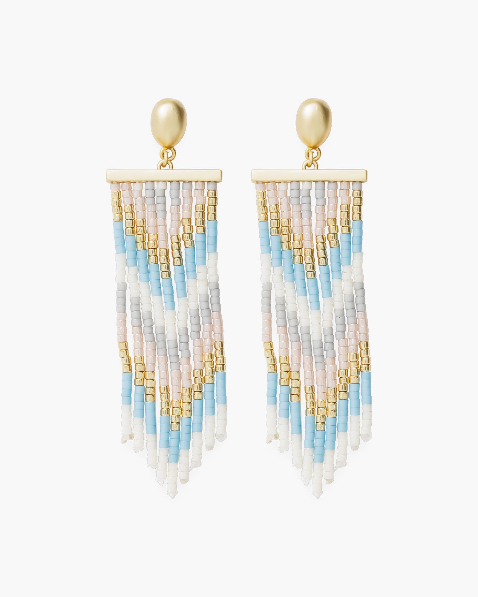 Gold Long Dangle Beaded Earrings