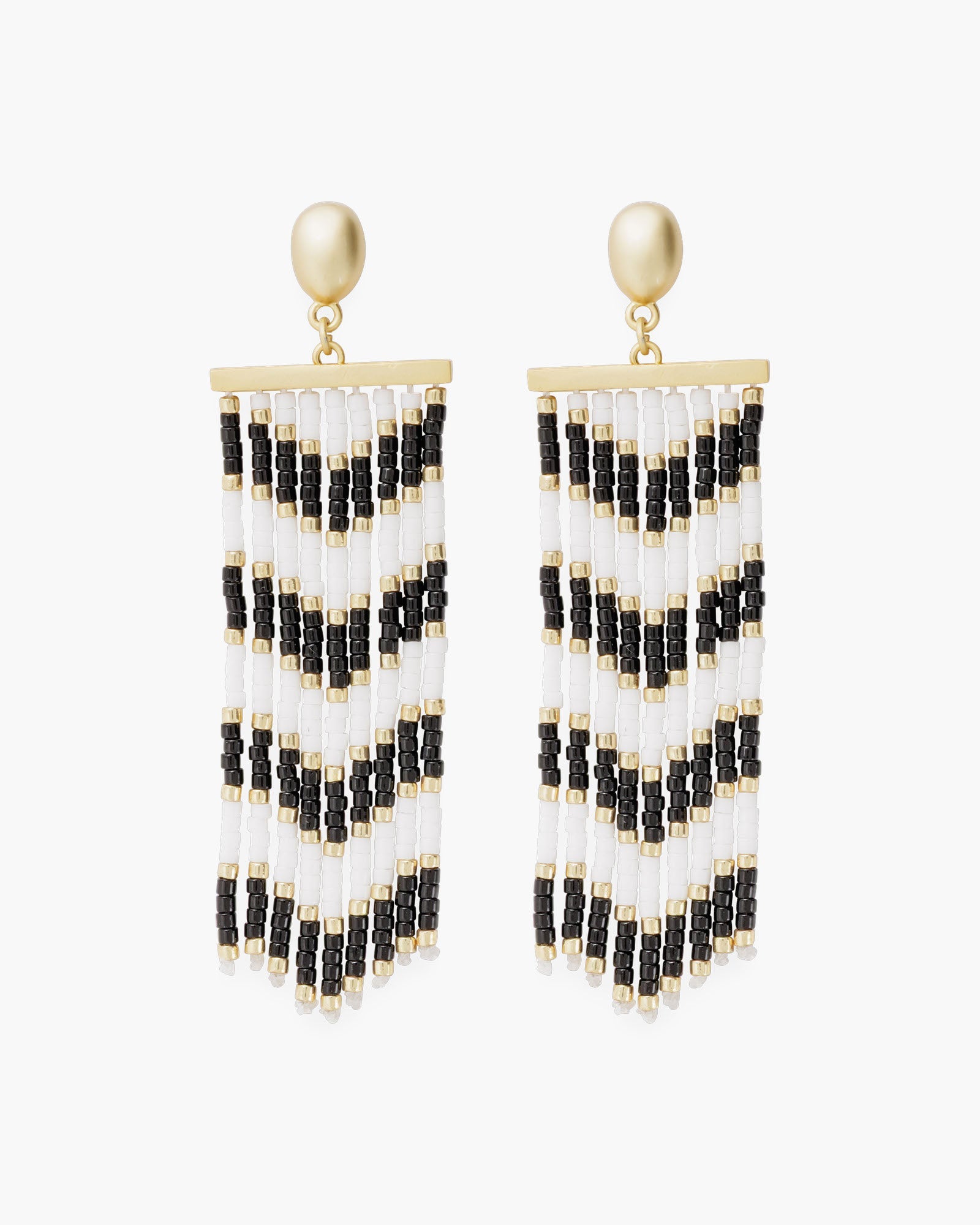 Gold Long Dangle Beaded Earrings