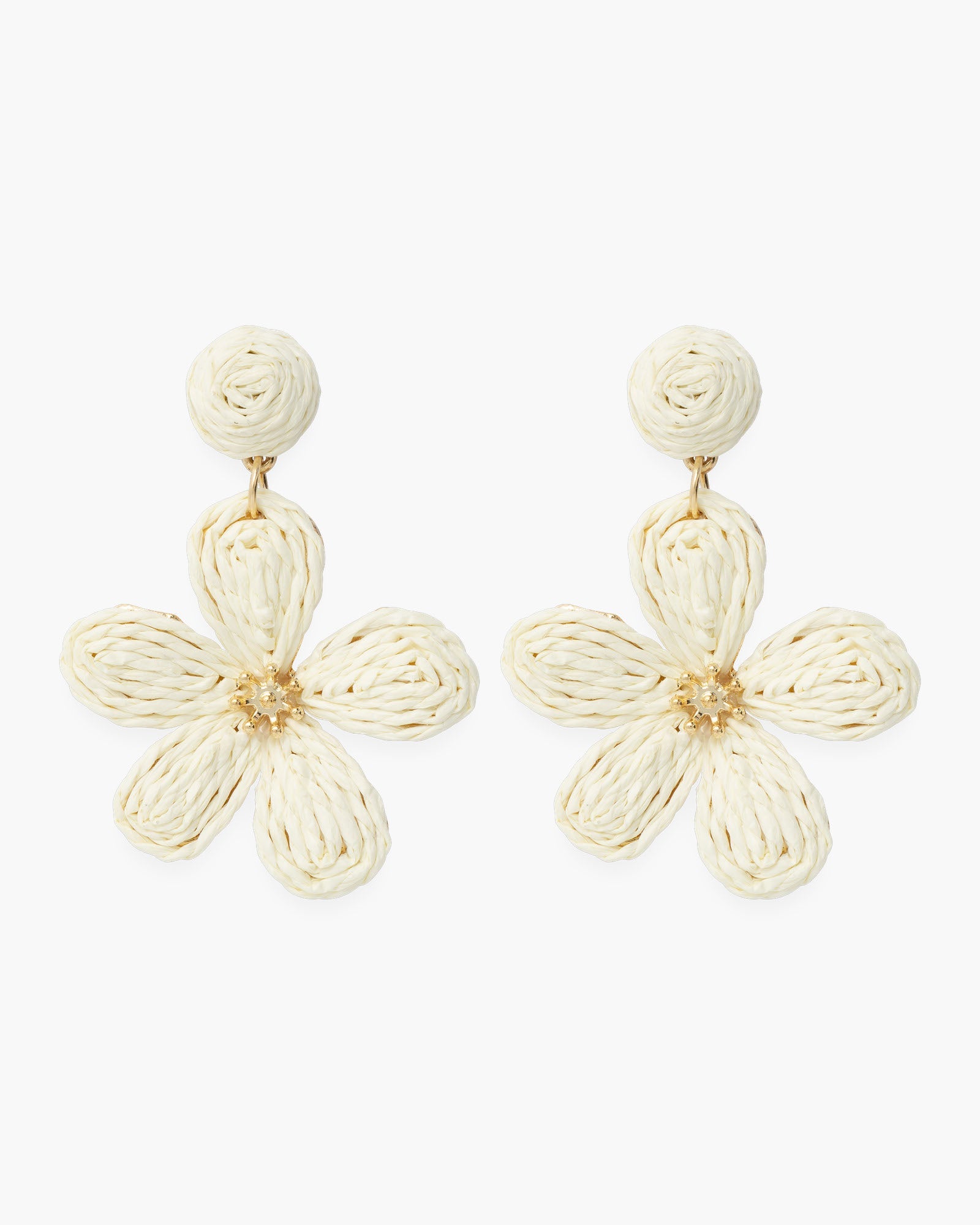 Gold Raffia Flower Earrings