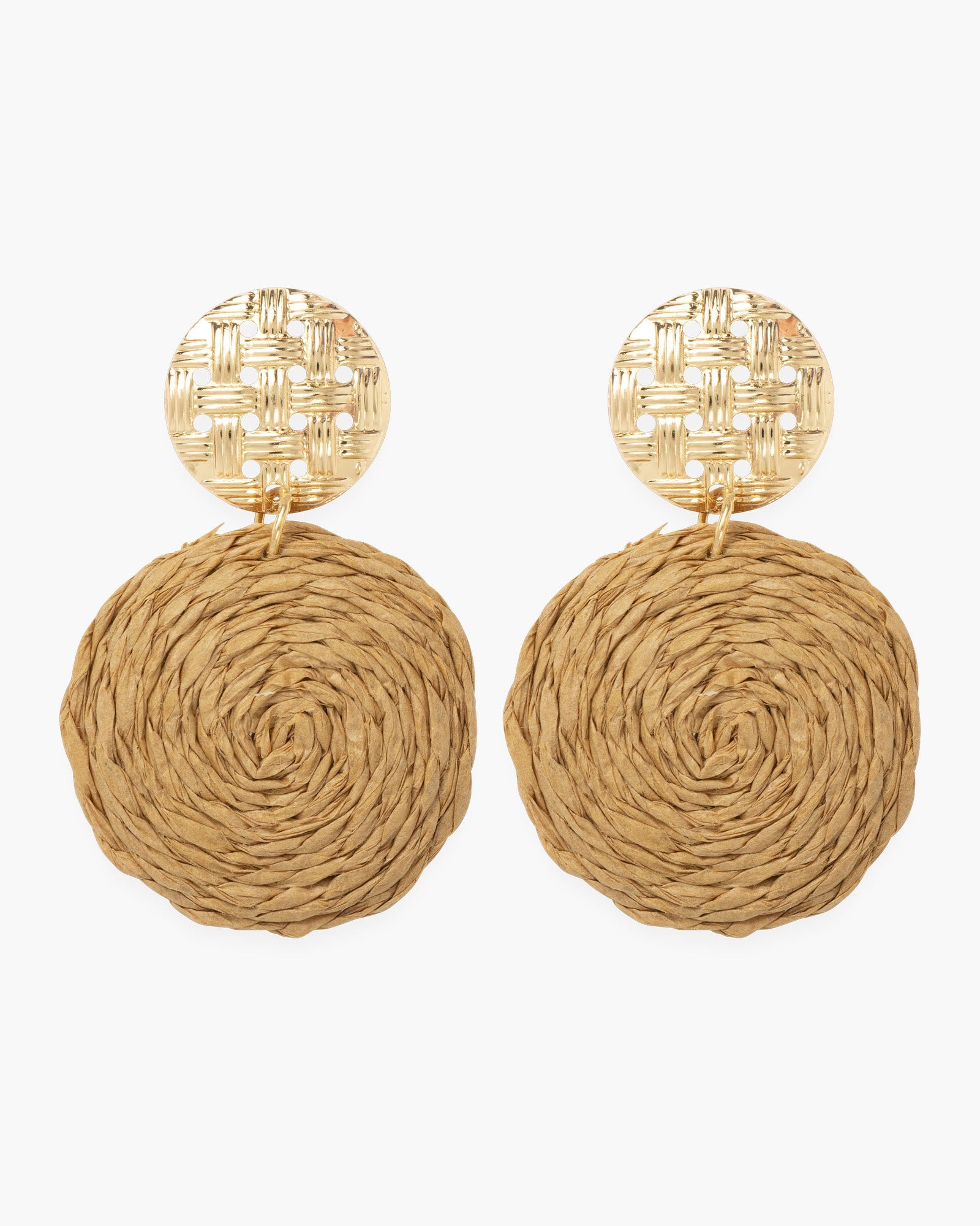 Gold Raffia Double Drop Earrings
