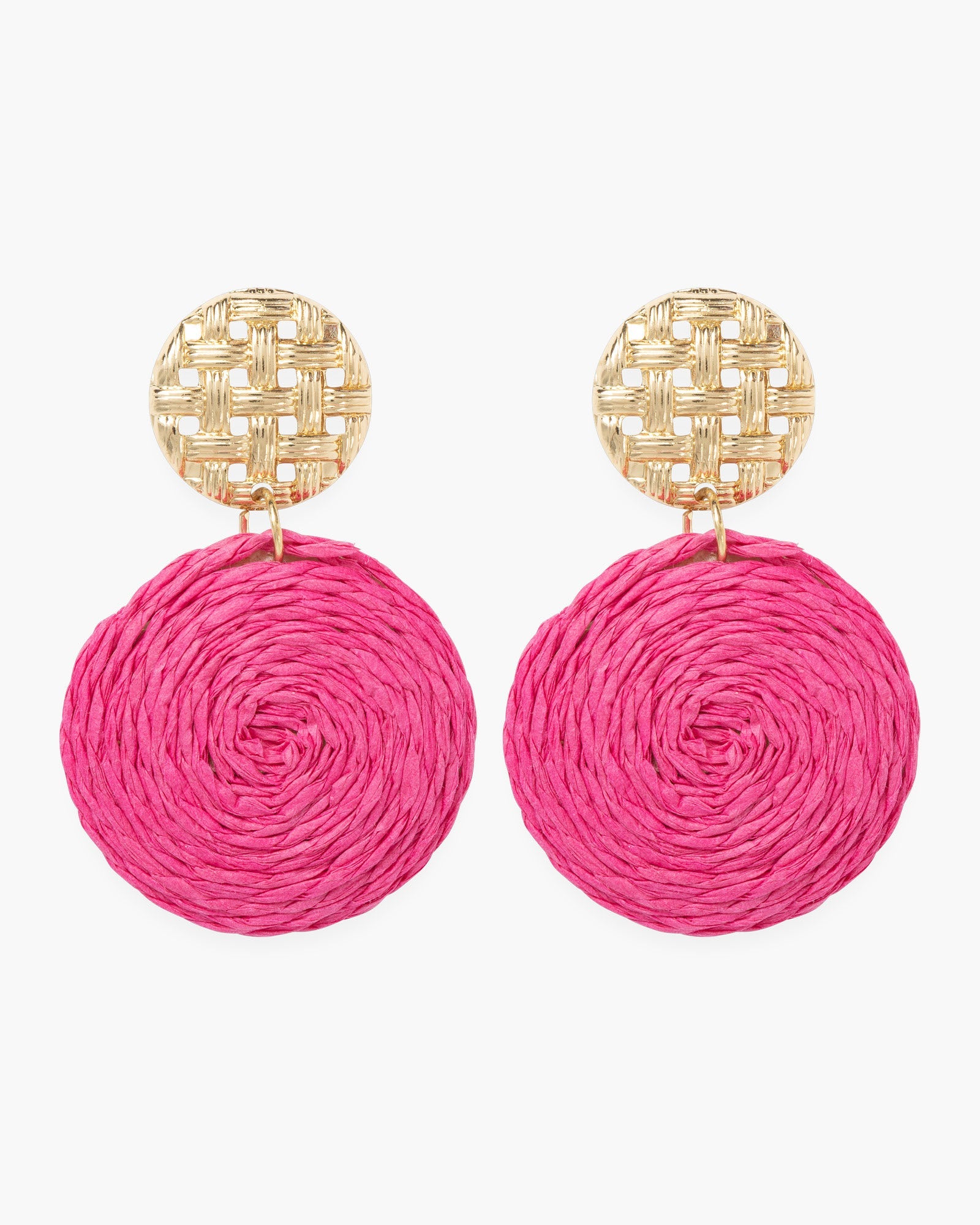 Gold Raffia Double Drop Earrings