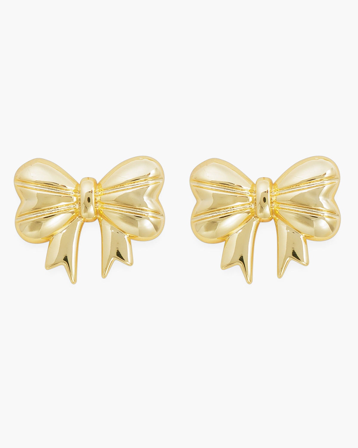 Gold Polished Classic Bow Earrings