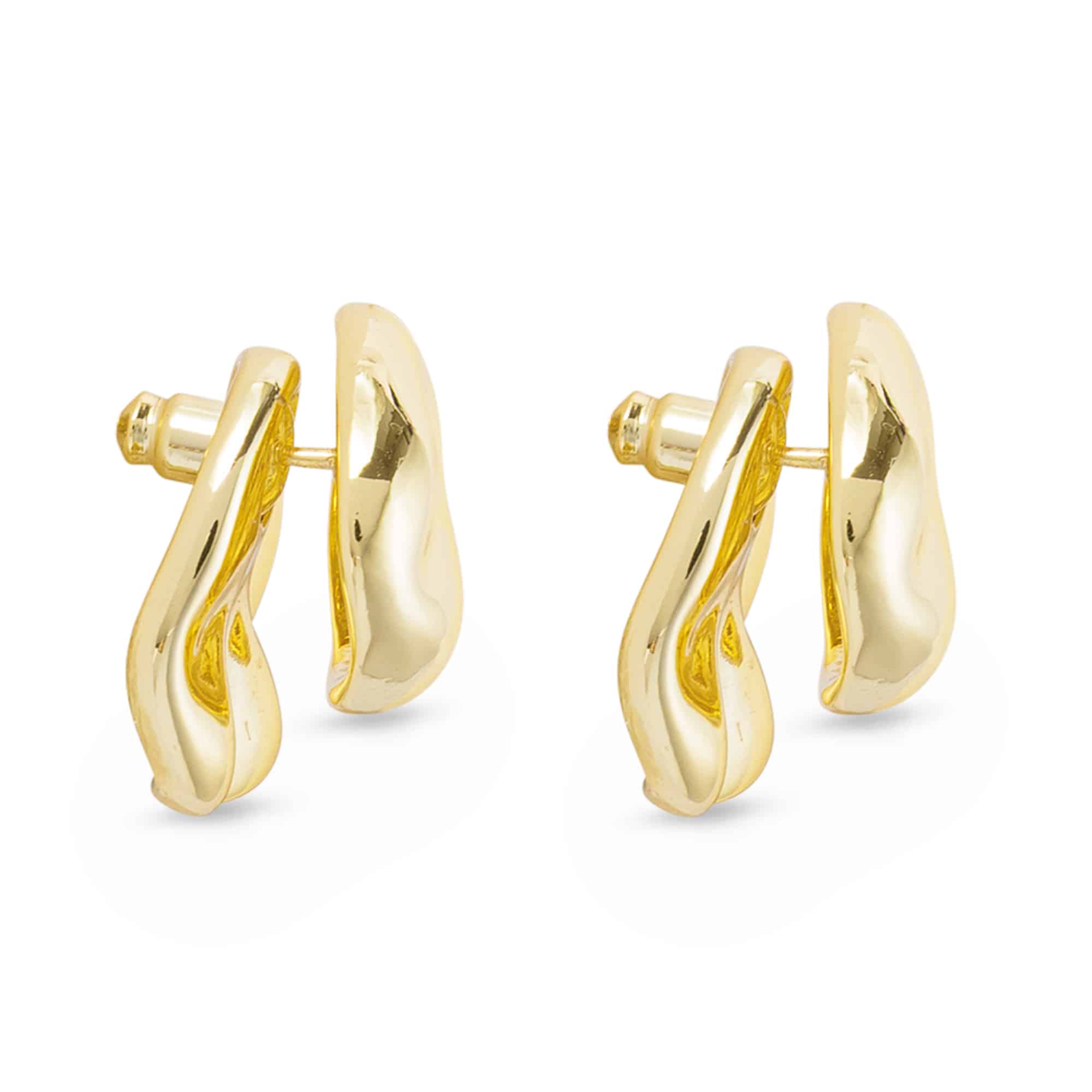 Gold Polished Hammered Jacket Earrings