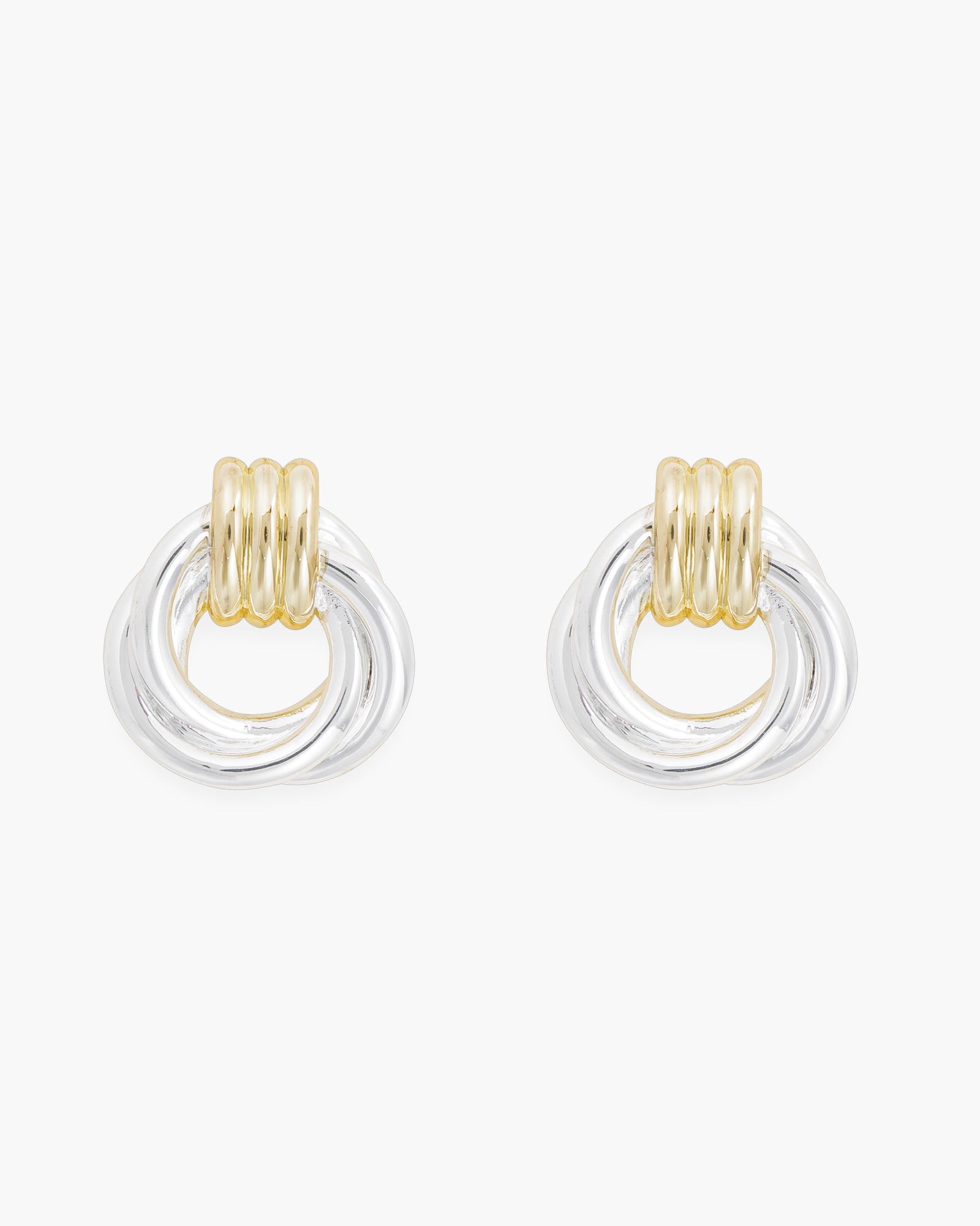 Gold and Silver Polished Twist Knot Earrings