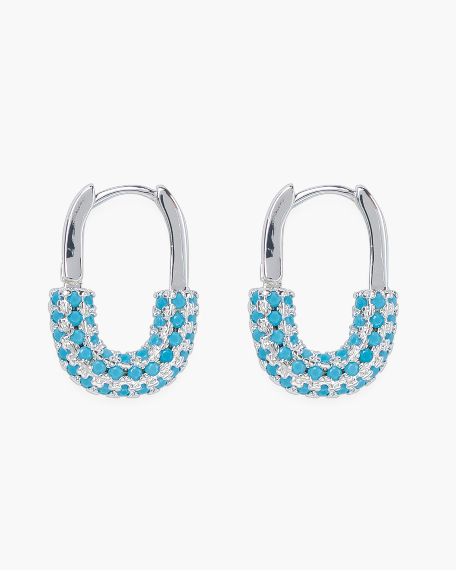 CZ Blue Stone Hoop Earrings