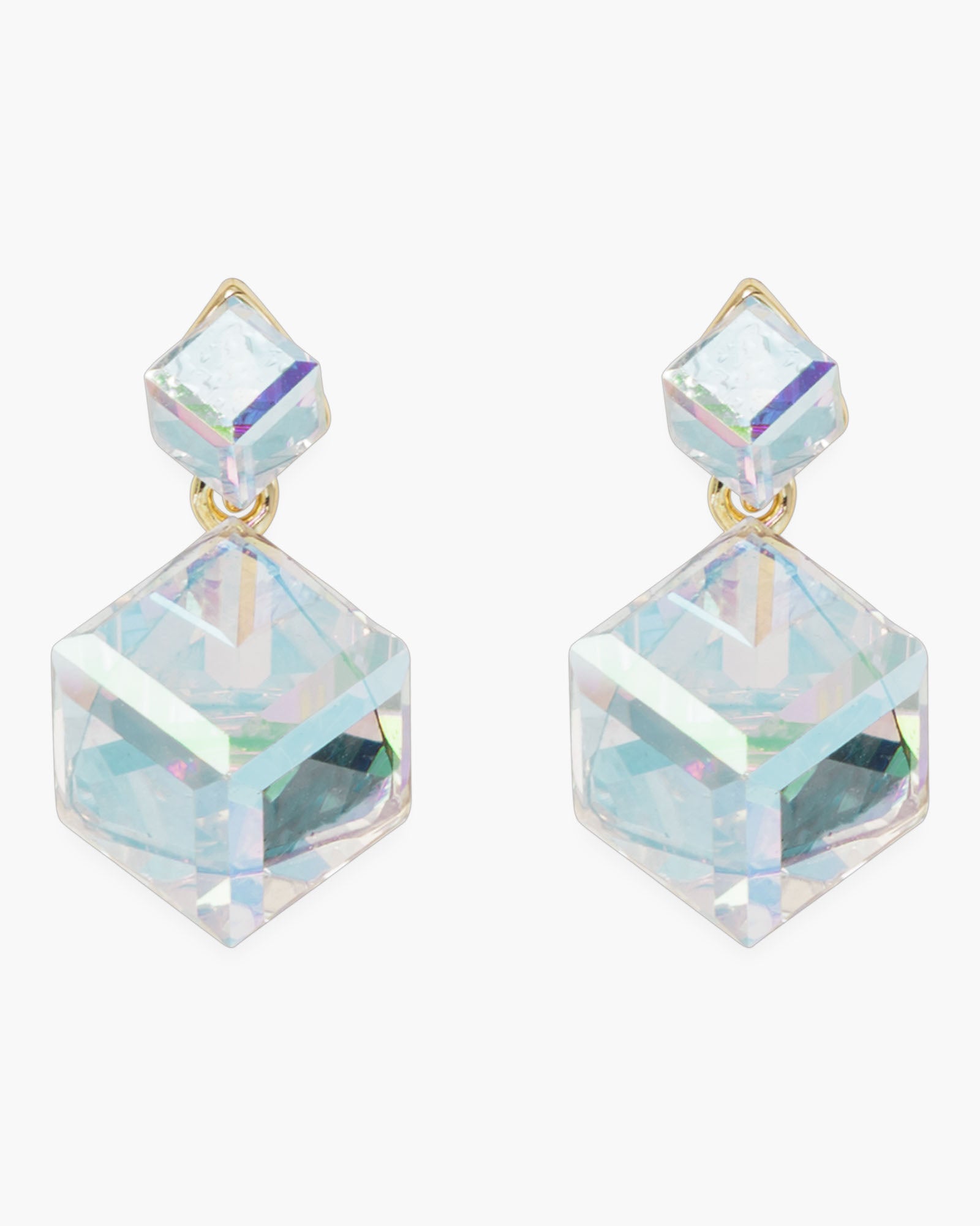 Blue CZ Square Drop Earrings