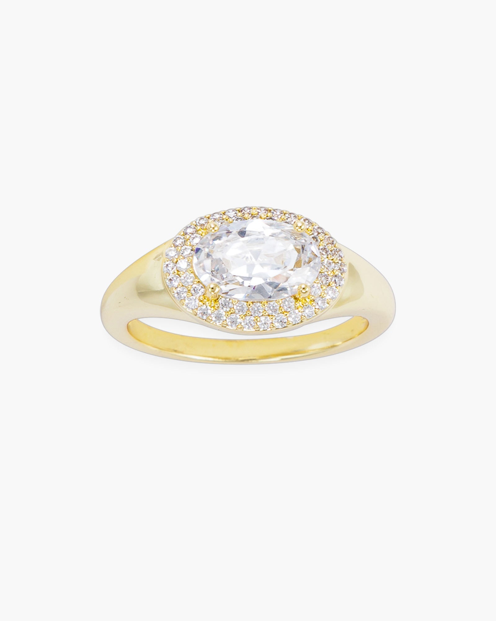 Gold CZ Medium Band Ring