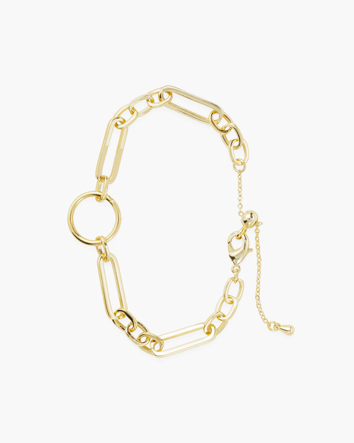 Gold Mixed Link With Charm Clasp Bracelet