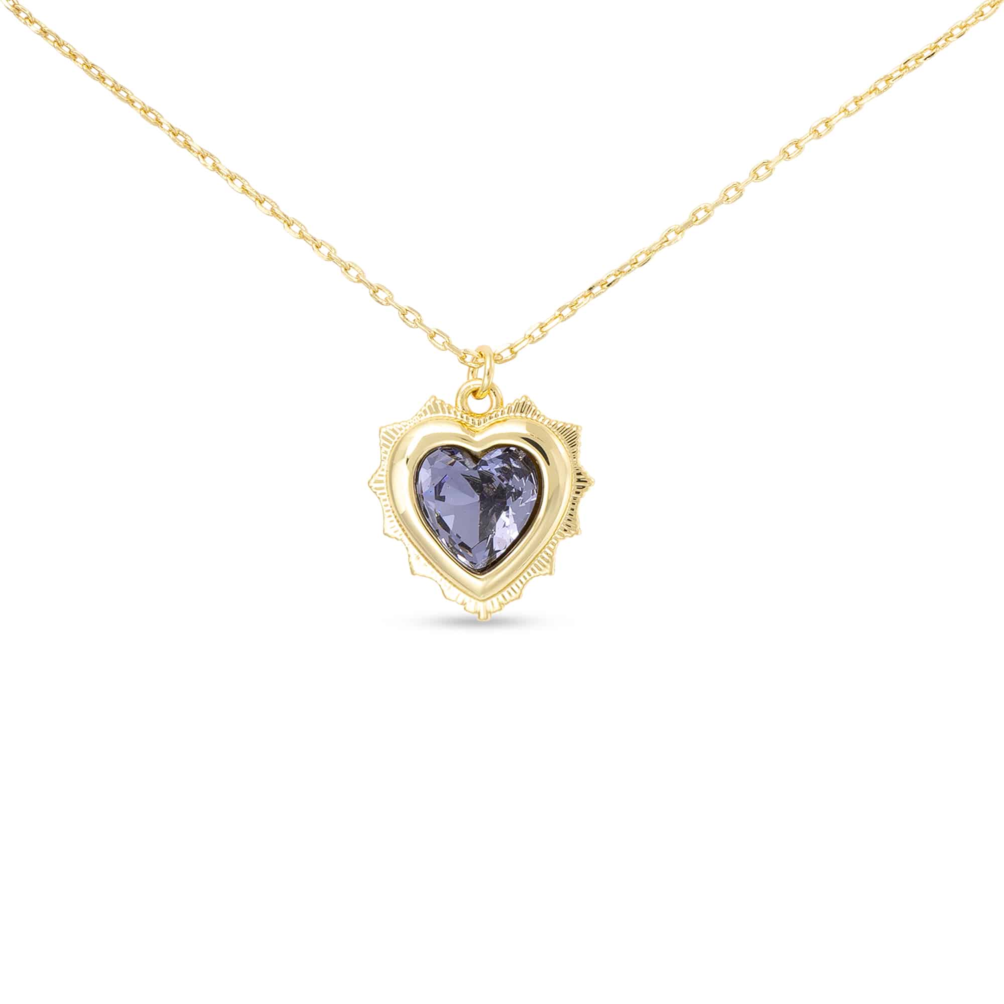 Gold Crystal Birthstone Heart Necklace