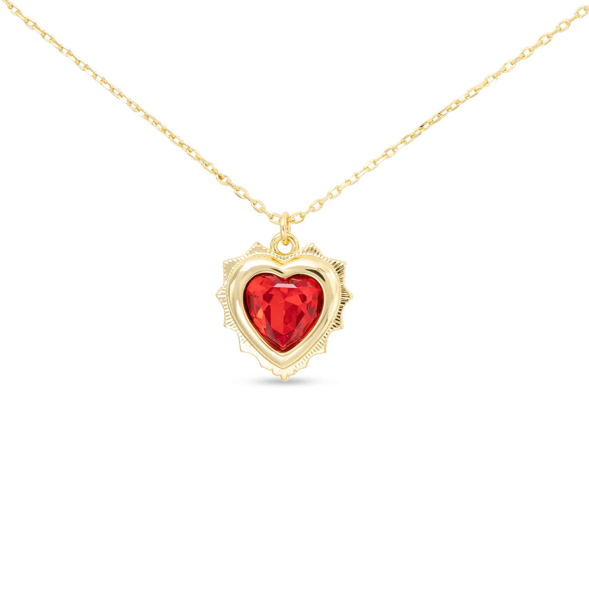 Gold Crystal Birthstone Heart Necklace