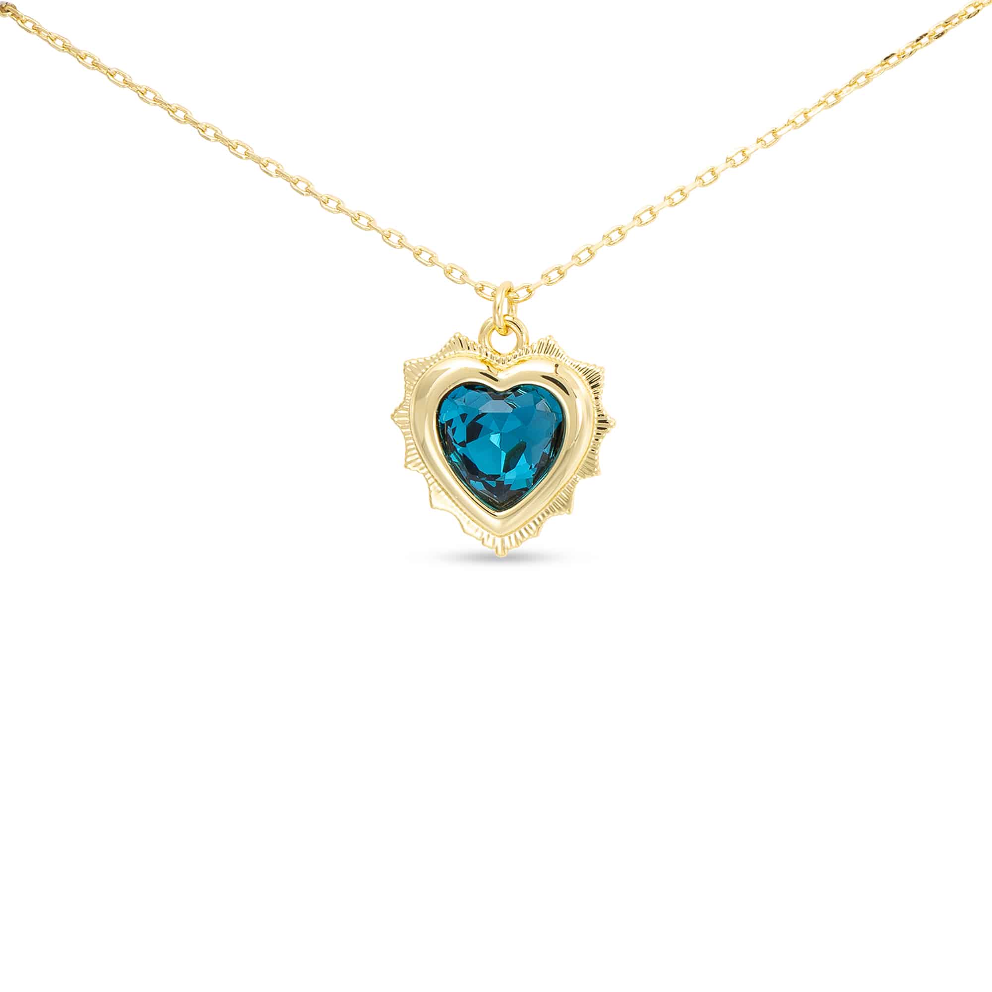 Gold Crystal Birthstone Heart Necklace