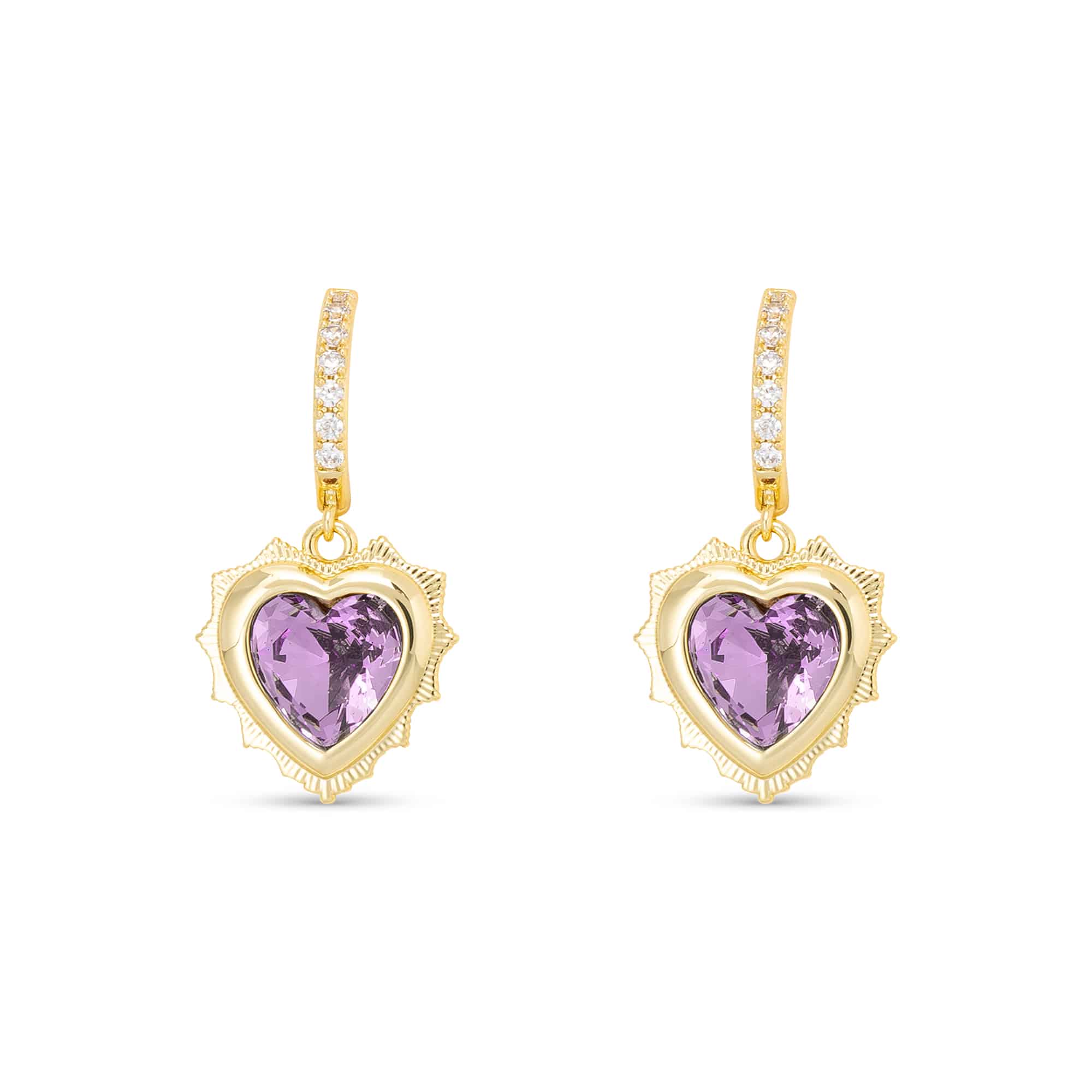 Gold Crystal Birthstone Heart Earrings