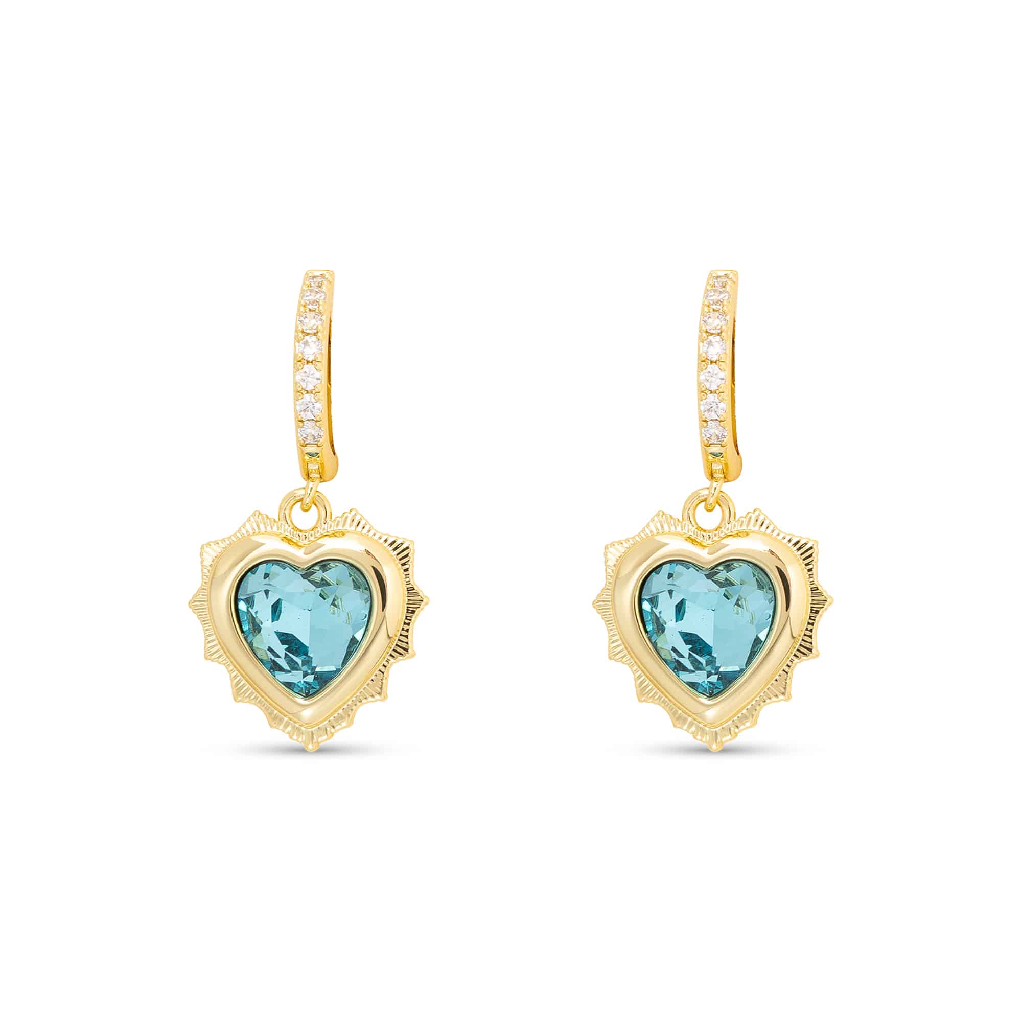 Gold Crystal Birthstone Heart Earrings