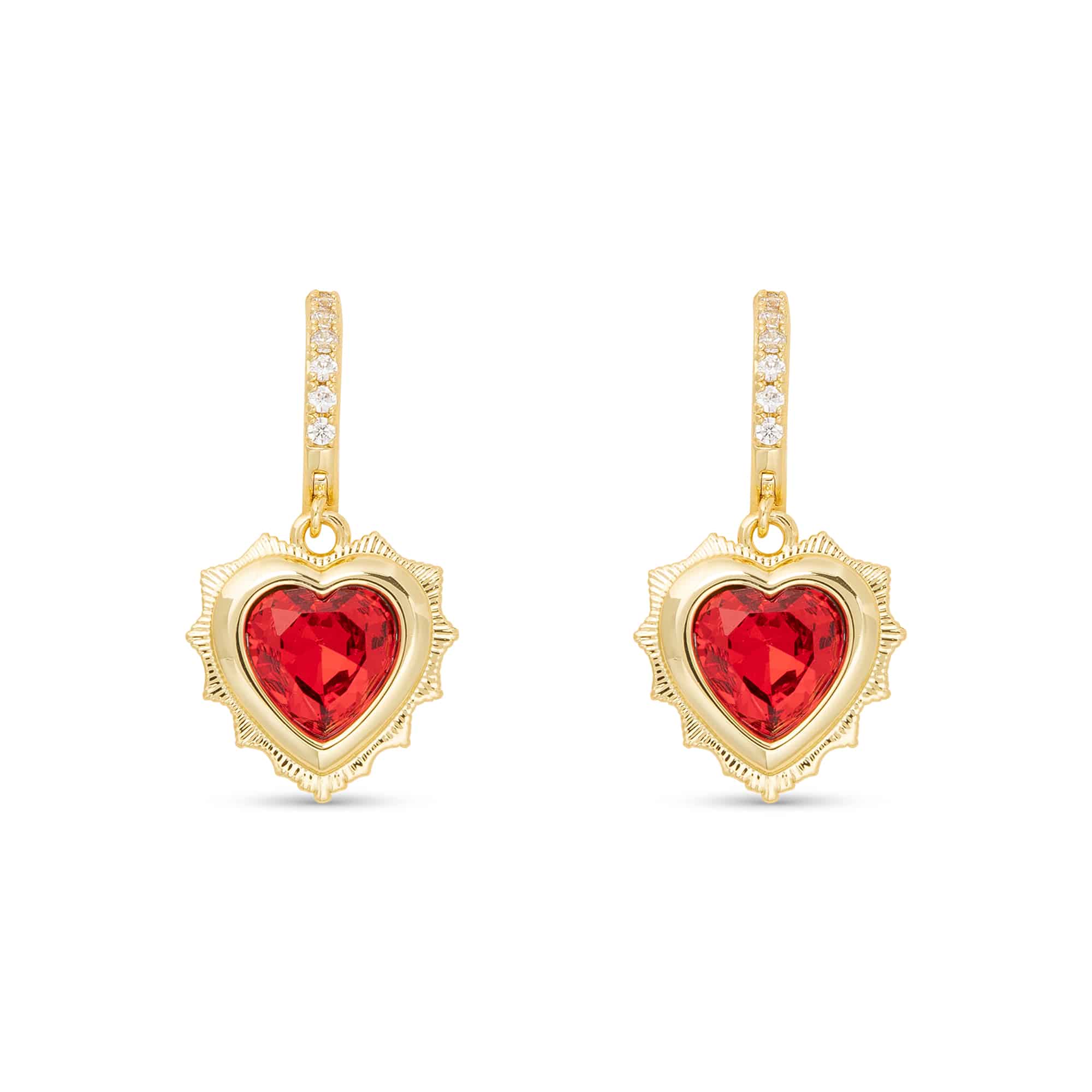 Gold Crystal Birthstone Heart Earrings