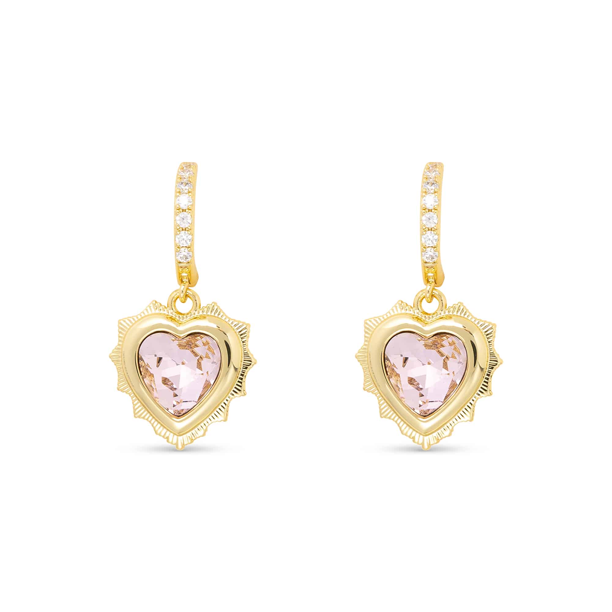 Gold Crystal Birthstone Heart Earrings
