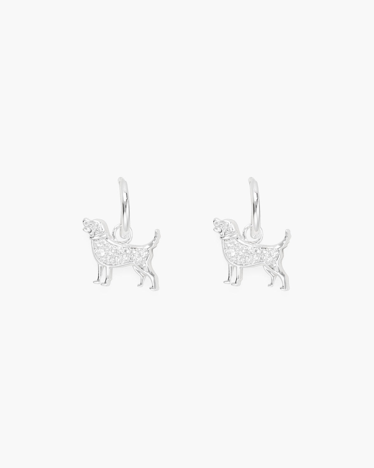 Silver CZ Pet Dog Earrings
