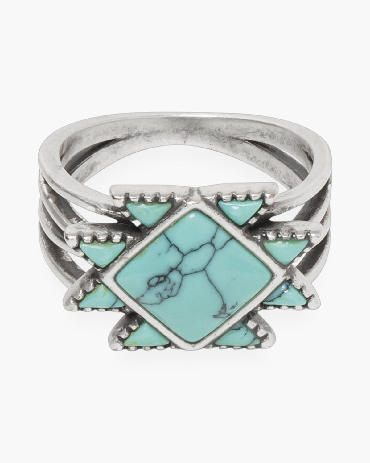 Silver Southwestern Design Green Blue Ring