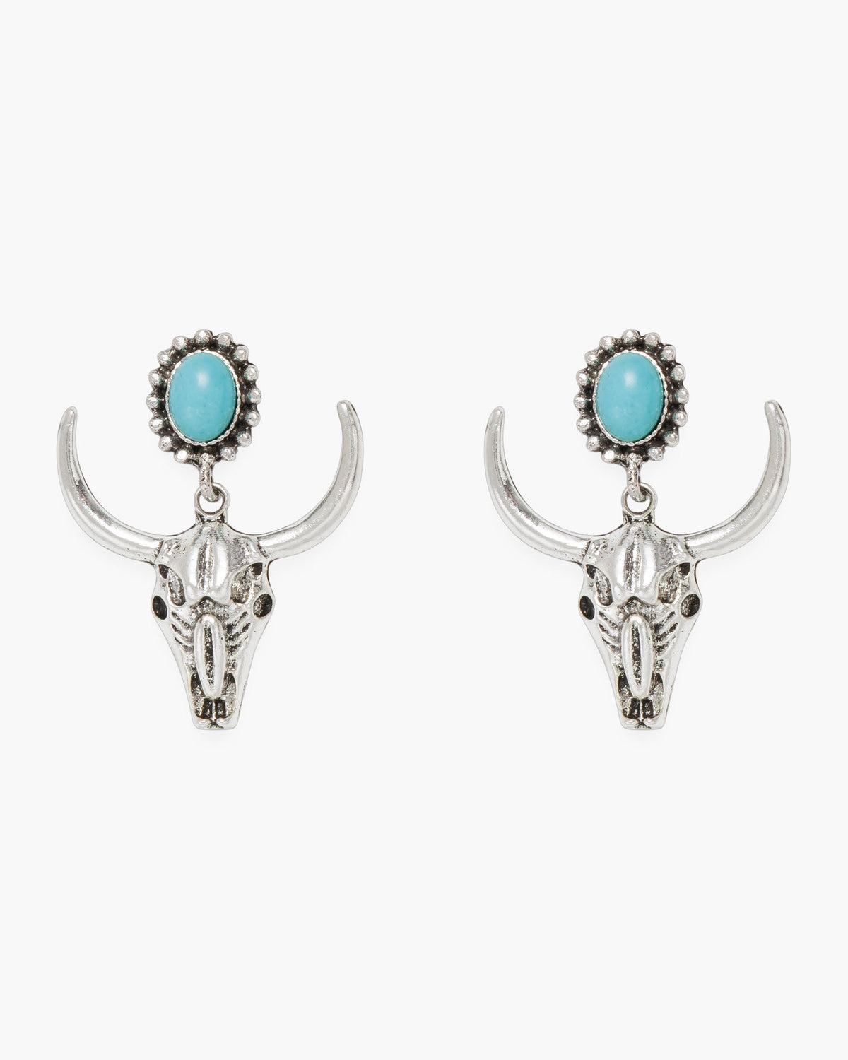 Silver Skull Drop Earrings