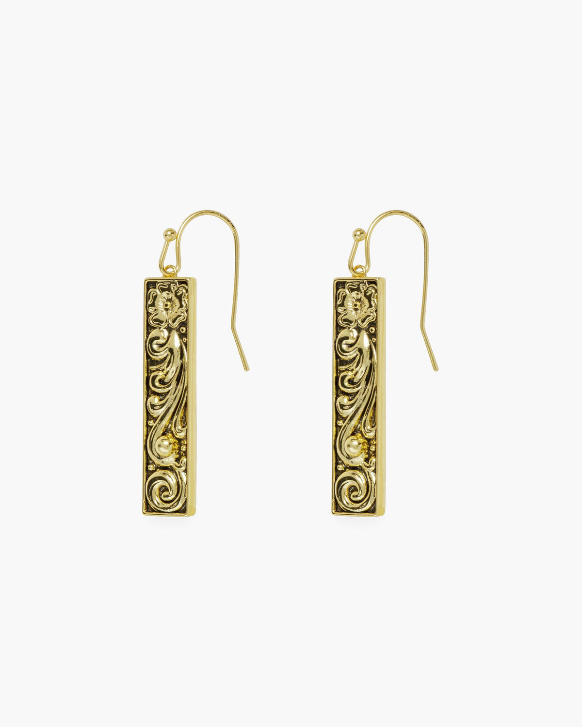 Rectangle Flourish Design Earrings