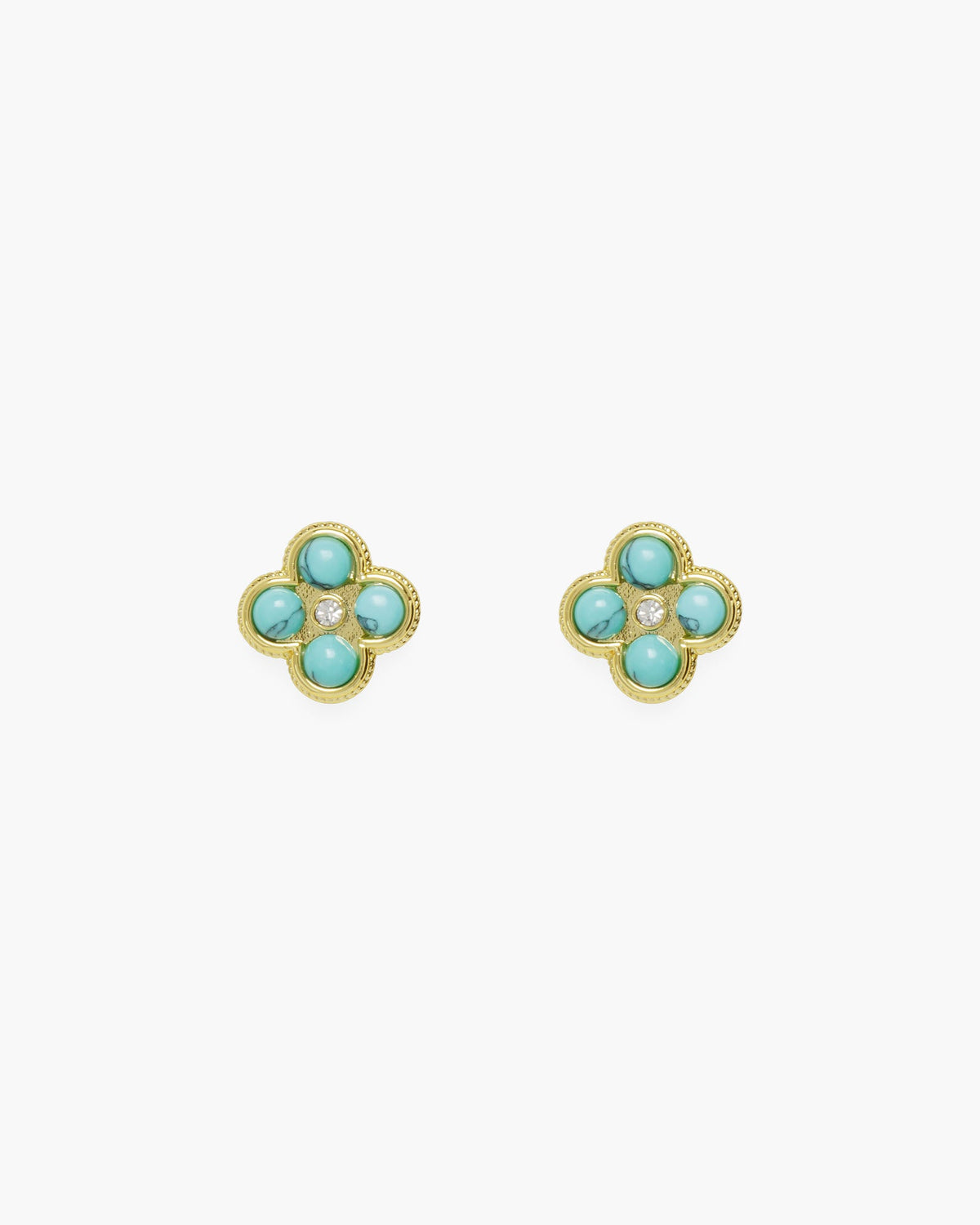 CZ and Stone Clover Earrings