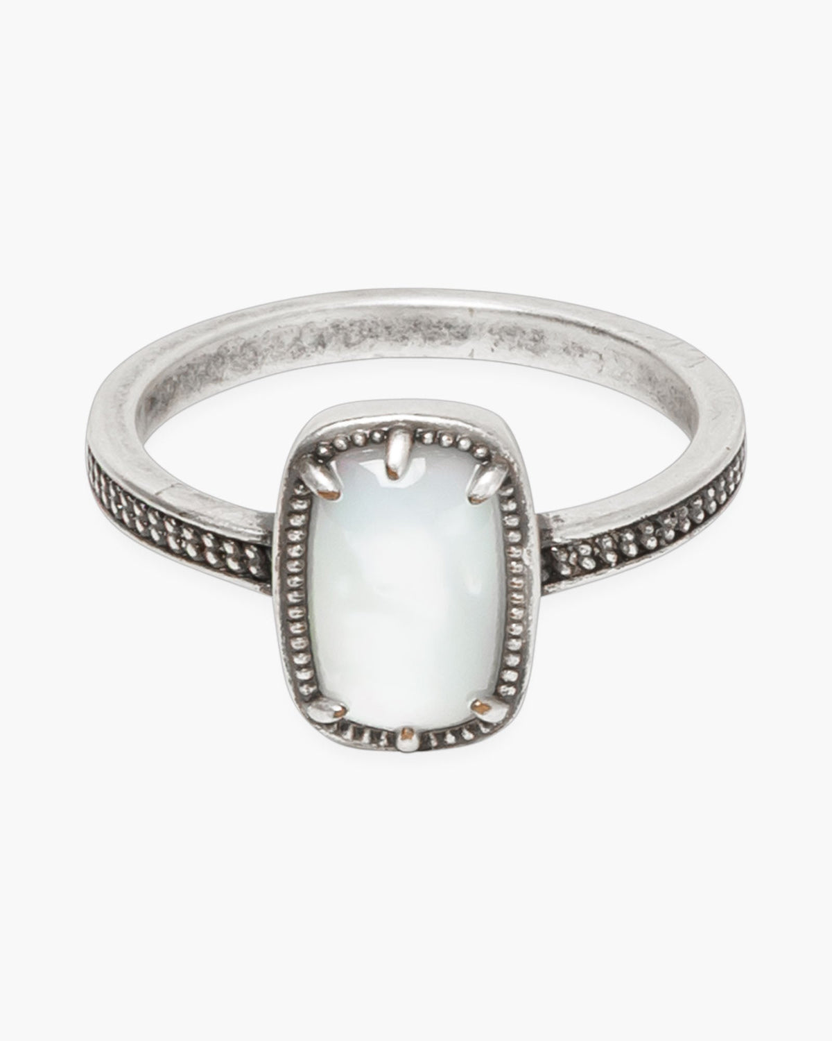 Silver Medium Rectangle MOP Stone Ring