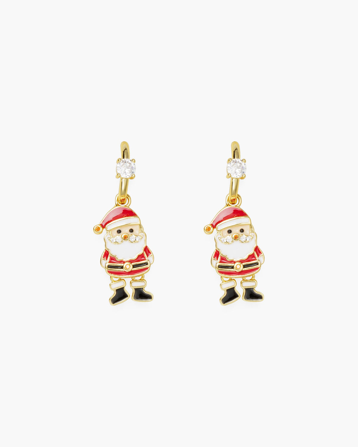 Gold Movable Santa Dangle Earrings