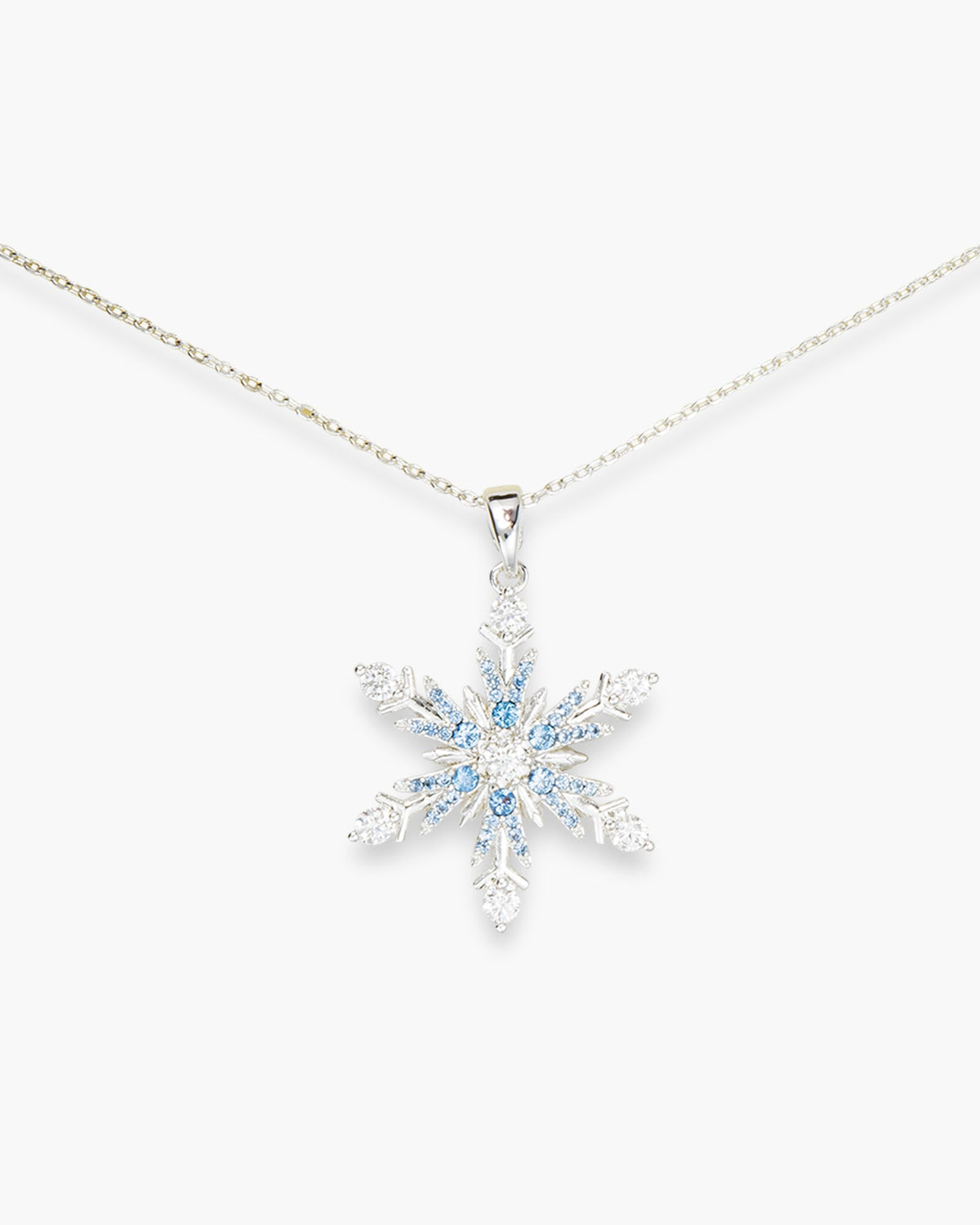 Silver and Blue Snowflake Necklace